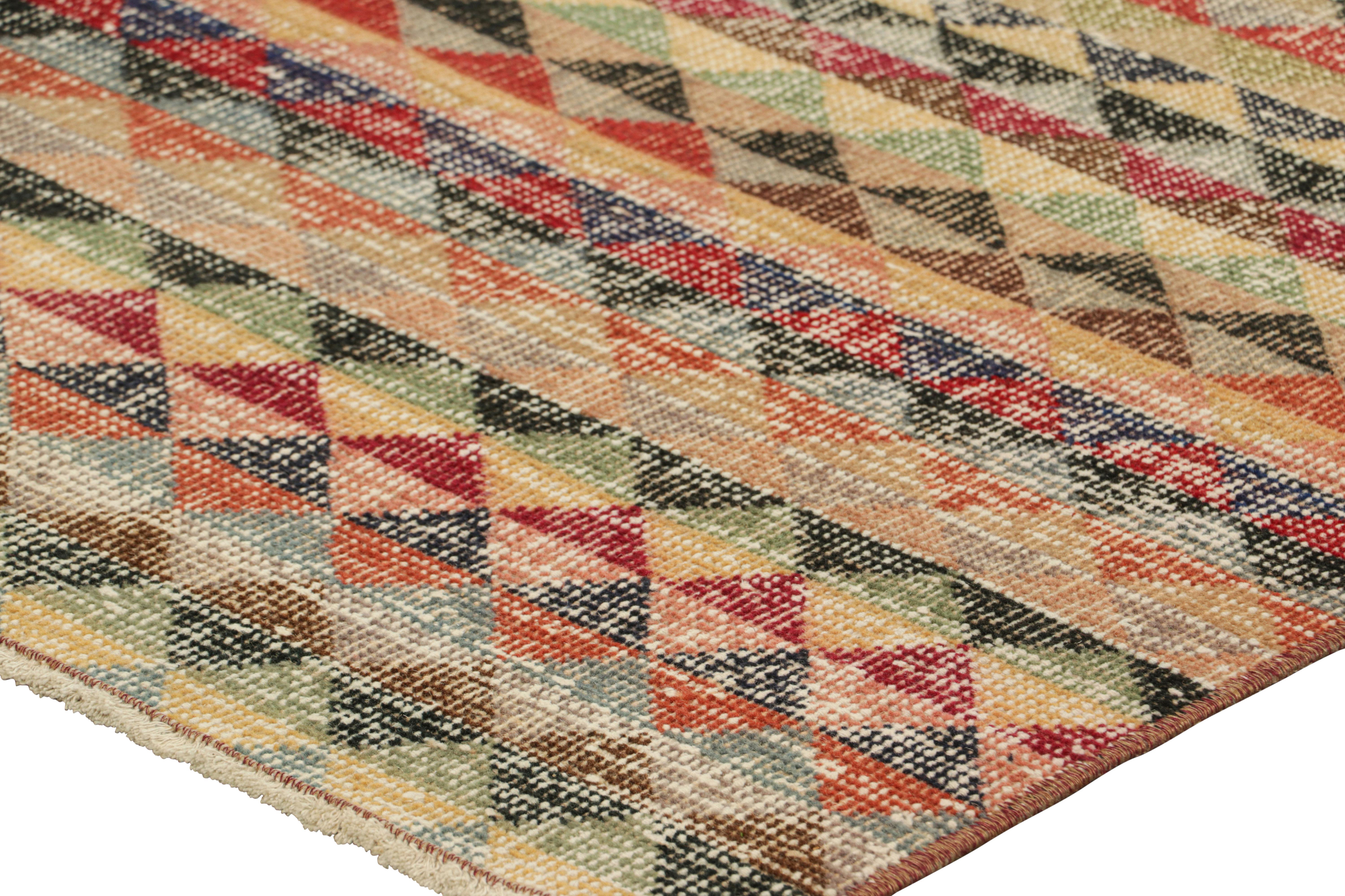 Mid-20th Century Vintage Zeki Müren Rug with Polychromatic Geometric Patterns from Rug & Kilim For Sale