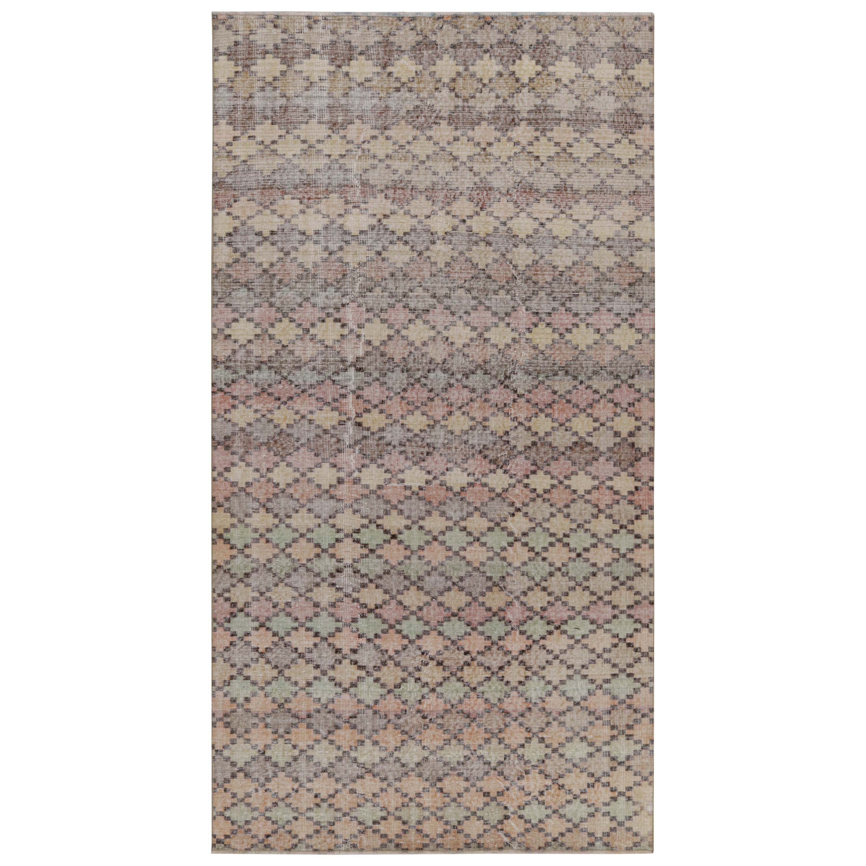 Vintage Zeki Müren Rug with Polychromatic Geometric Patterns, from Rug & Kilim