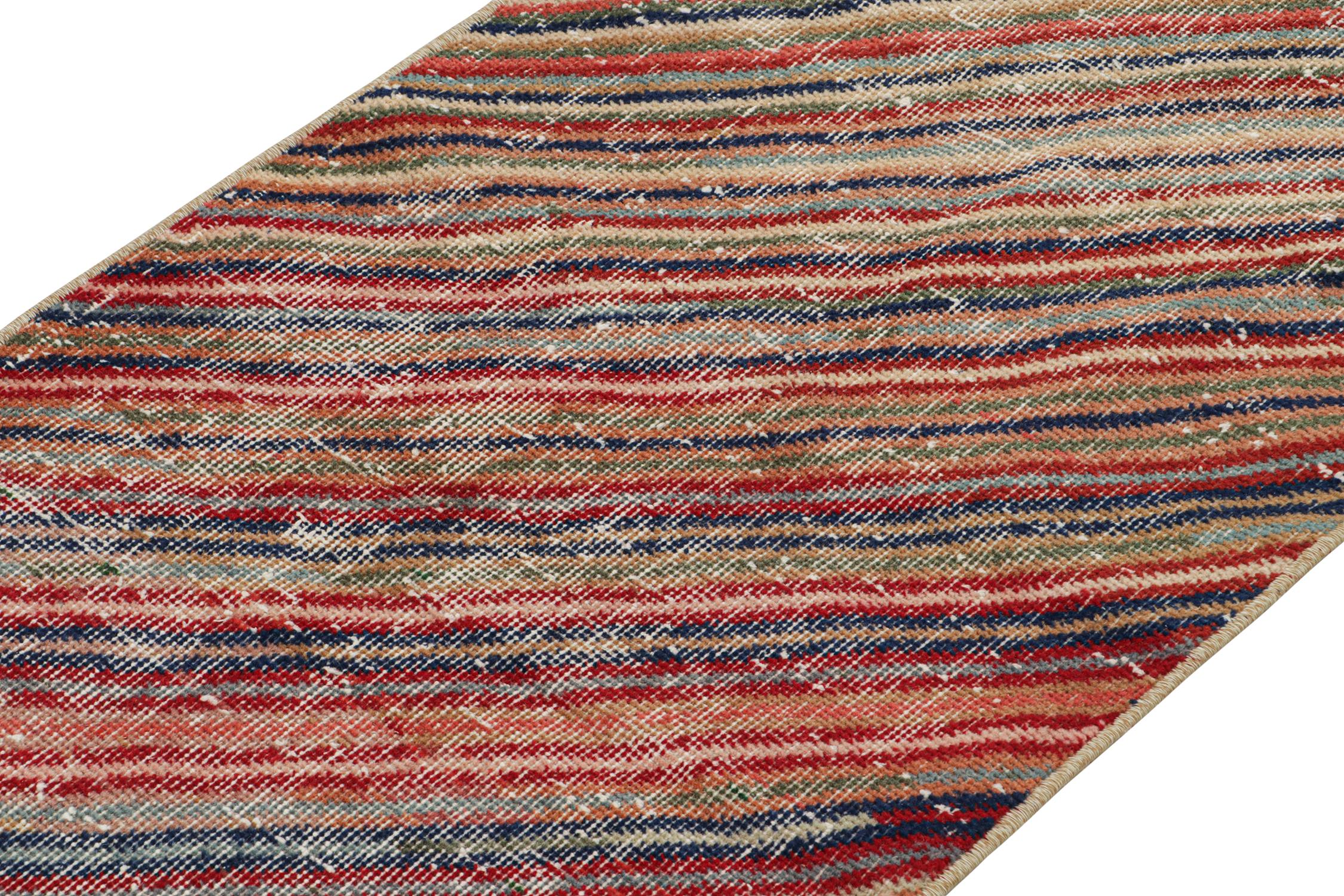 Turkish Vintage Zeki Müren Rug with Polychromatic Stripes, by Rug & Kilim For Sale