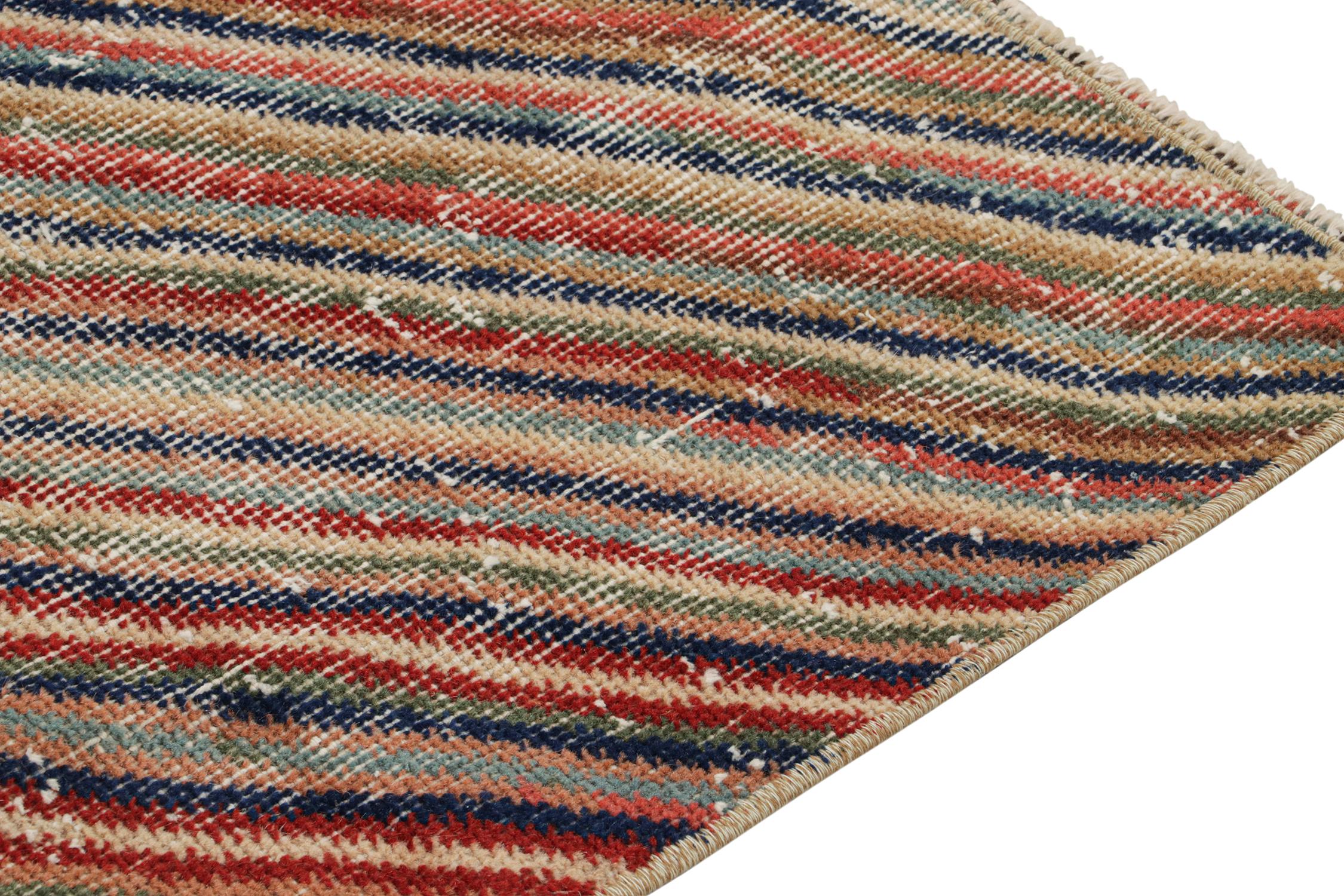 Hand-Knotted Vintage Zeki Müren Rug with Polychromatic Stripes, by Rug & Kilim For Sale