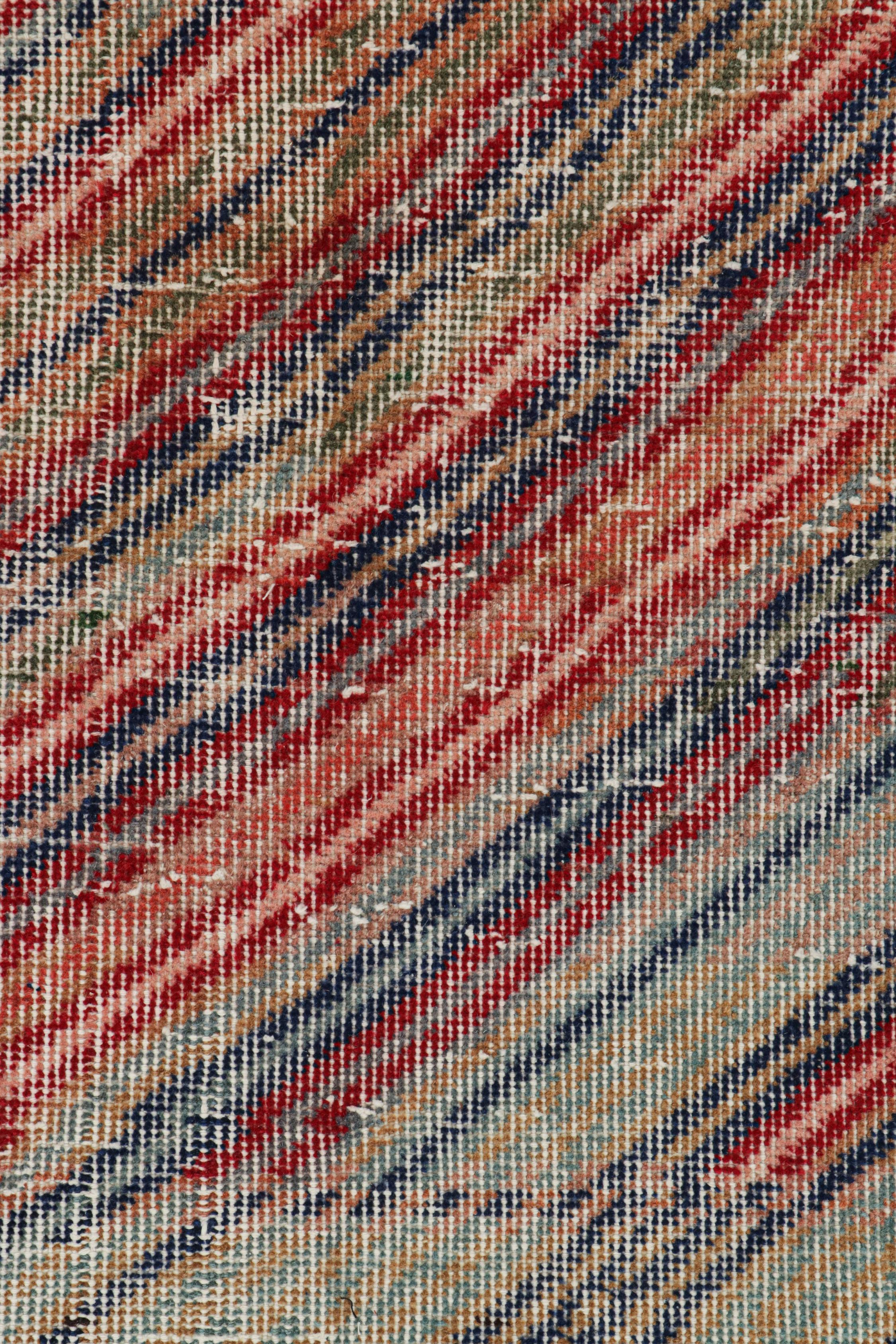 Vintage Zeki Müren Rug with Polychromatic Stripes, by Rug & Kilim In Good Condition For Sale In Long Island City, NY