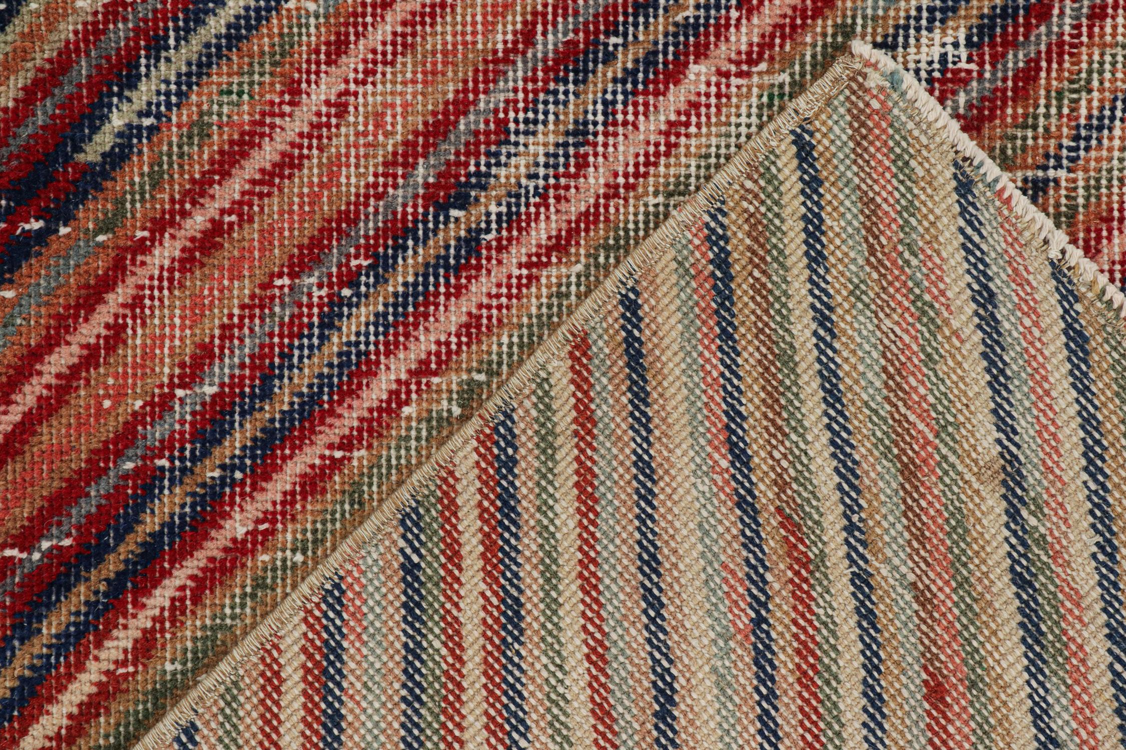Mid-20th Century Vintage Zeki Müren Rug with Polychromatic Stripes, by Rug & Kilim For Sale