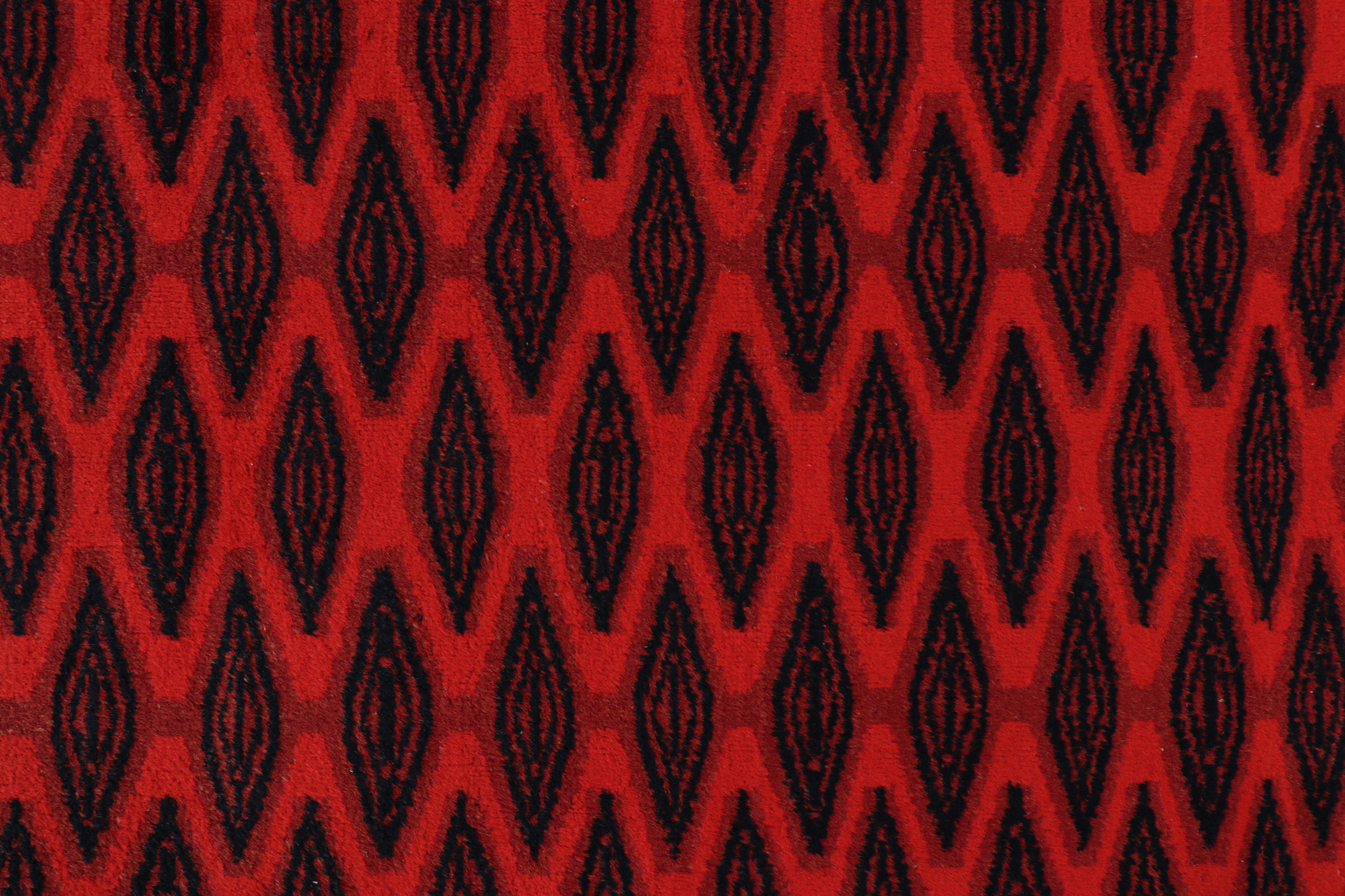 Turkish Vintage Zeki Müren Rug with Red and Black Geometric Patterns from Rug & Kilim For Sale