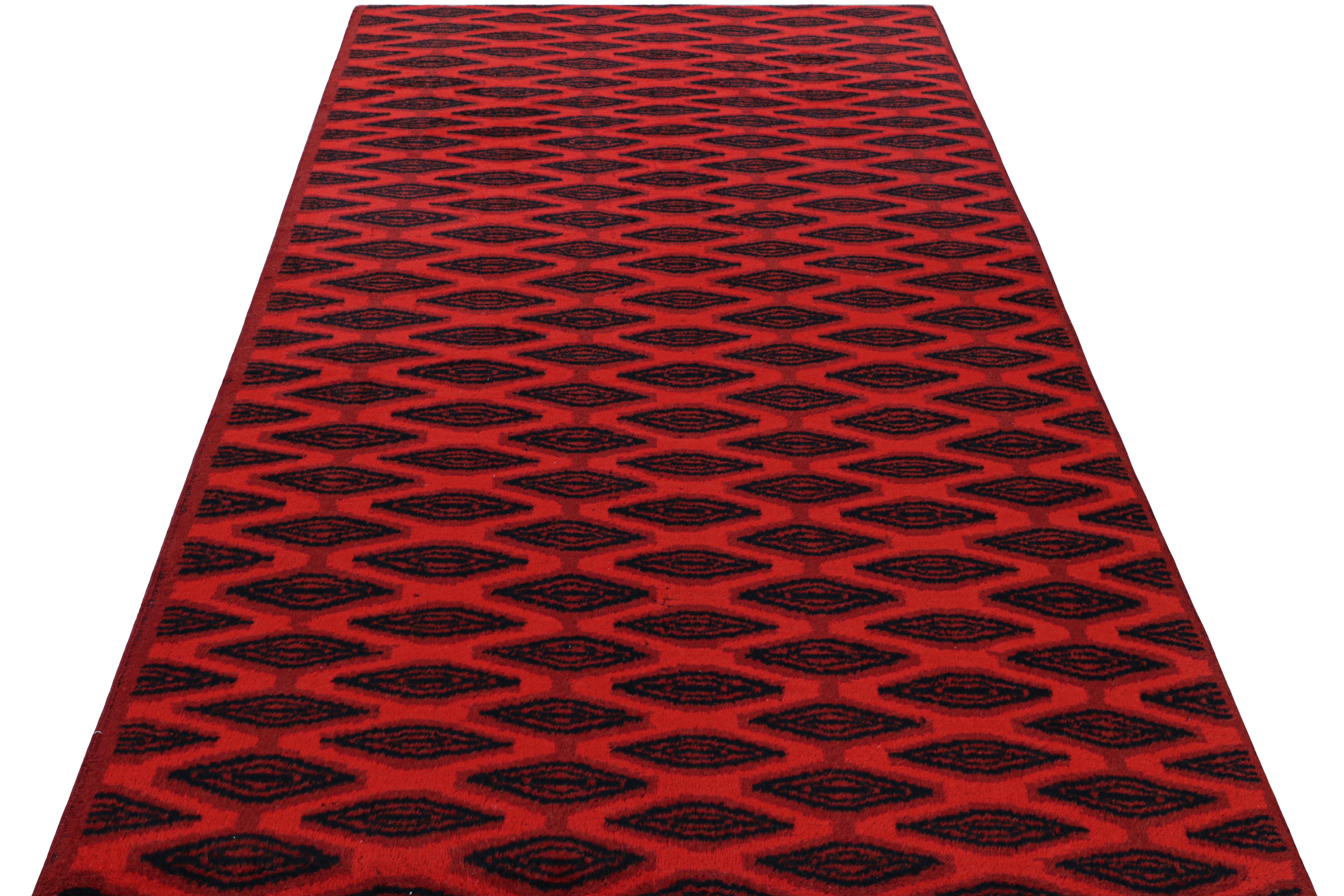 Hand-Knotted Vintage Zeki Müren Rug with Red and Black Geometric Patterns from Rug & Kilim For Sale