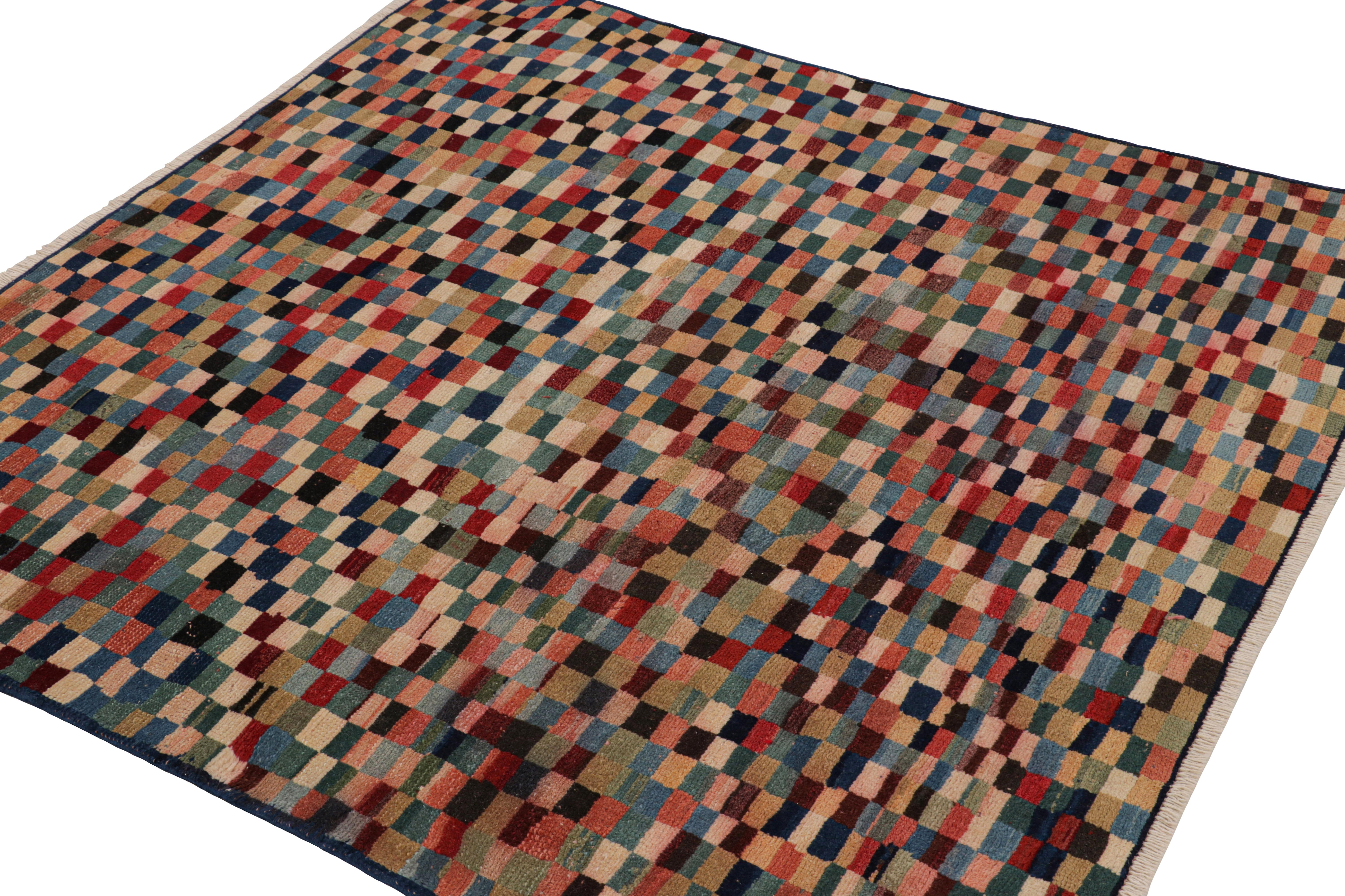 Hand-Knotted Vintage Zeki Müren Rug with Polychromatic Geometric Pattern from Rug & Kilim For Sale