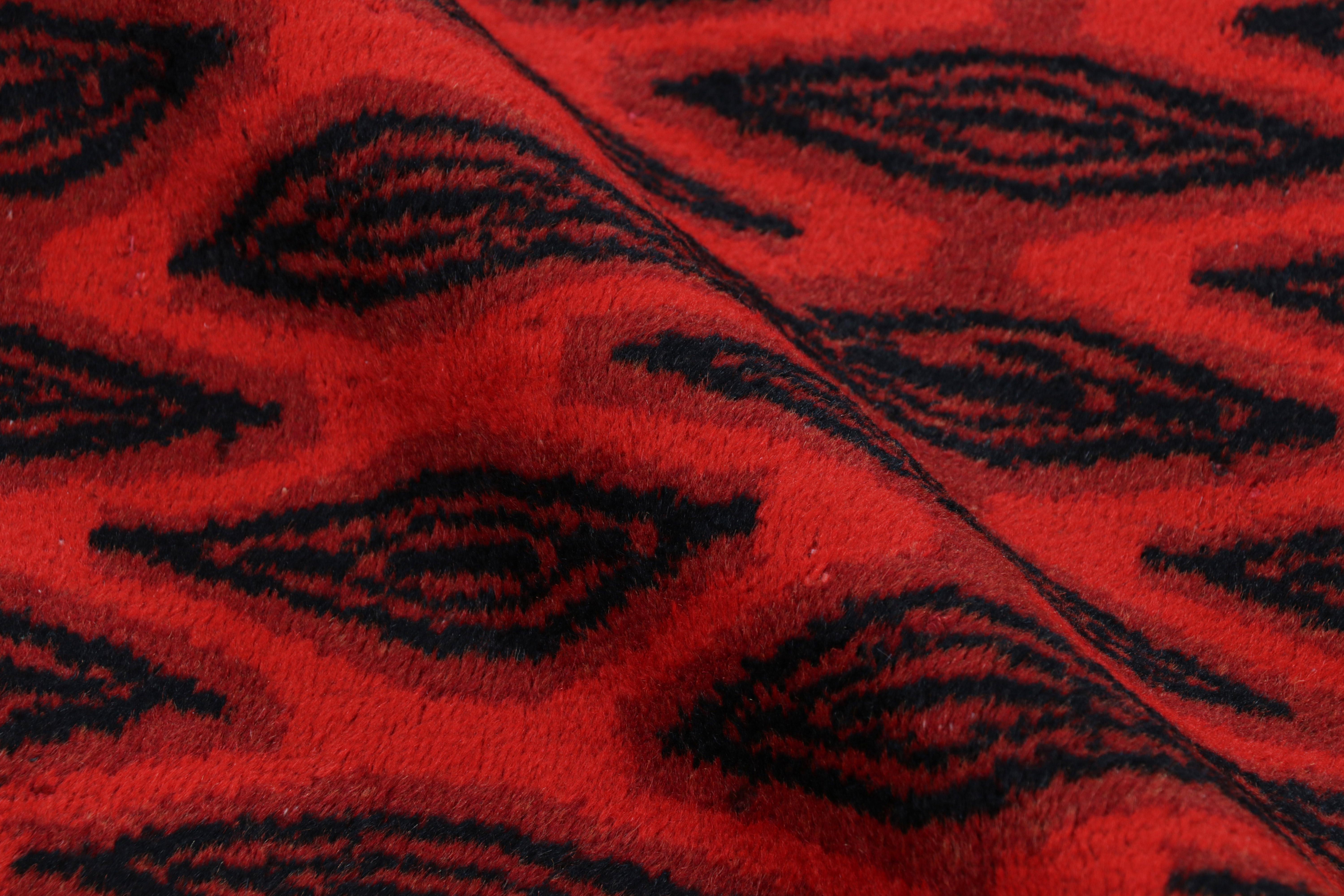 Mid-20th Century Vintage Zeki Müren Rug with Red and Black Geometric Patterns from Rug & Kilim For Sale