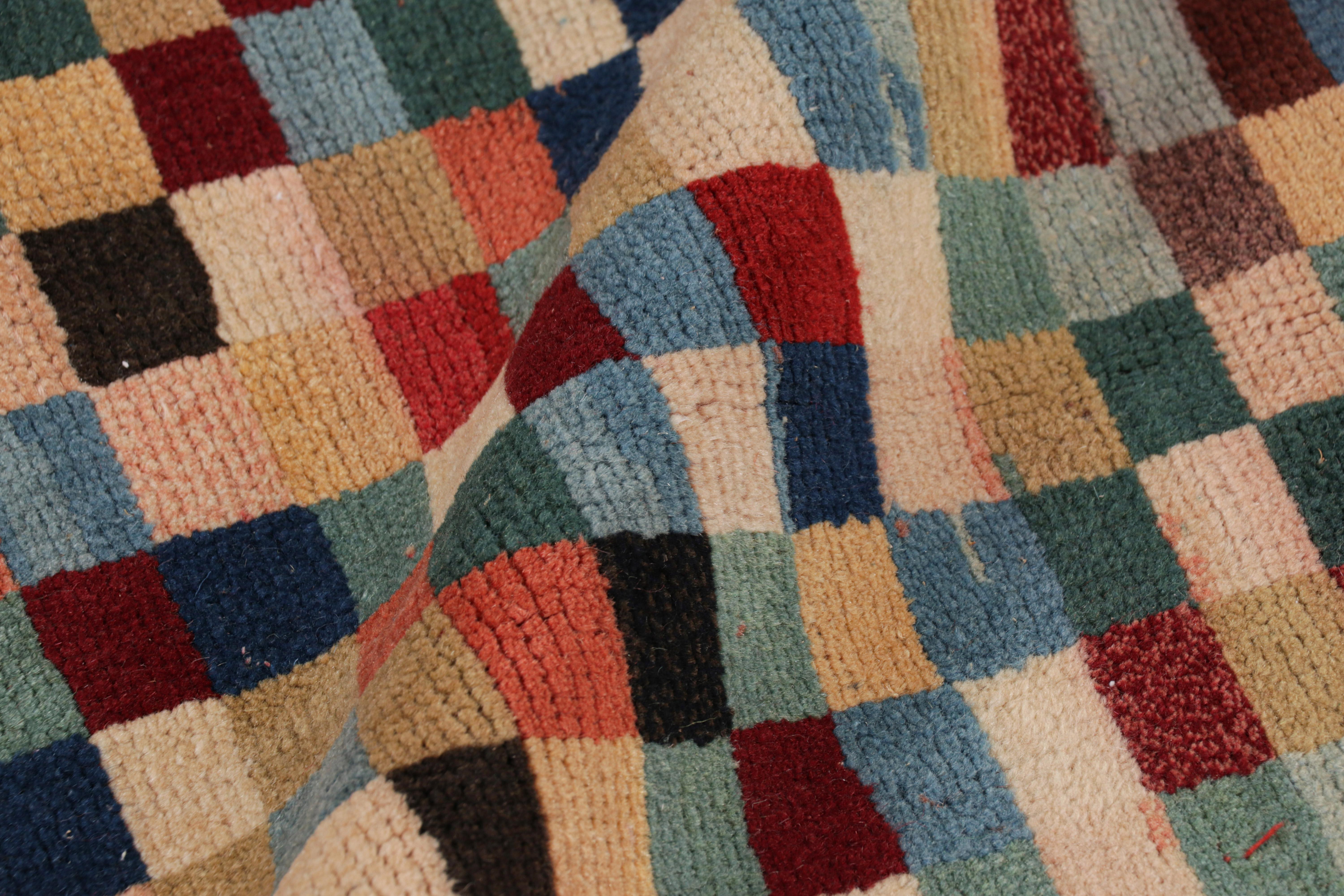 Mid-20th Century Vintage Zeki Müren Rug with Polychromatic Geometric Pattern from Rug & Kilim For Sale