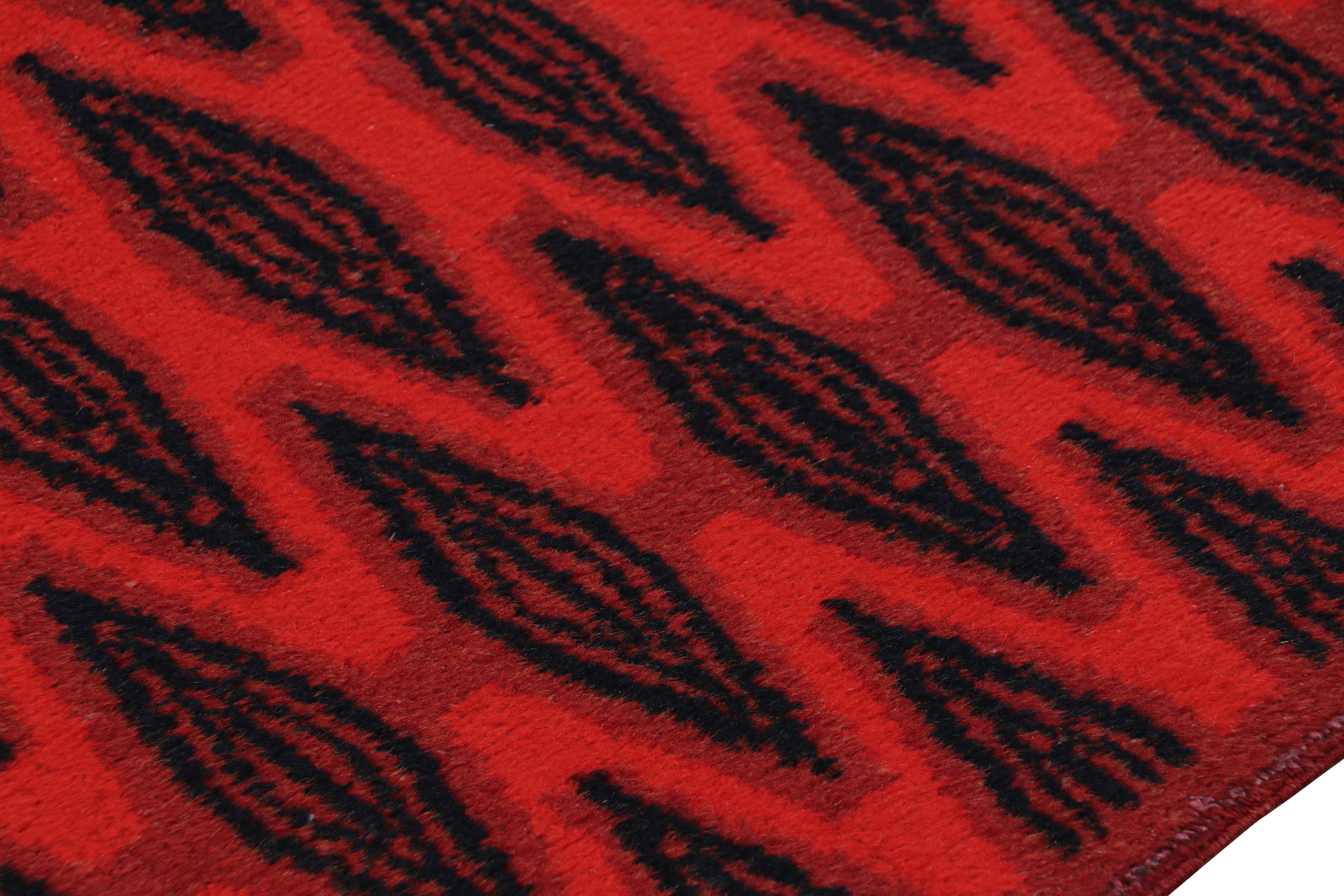 Wool Vintage Zeki Müren Rug with Red and Black Geometric Patterns from Rug & Kilim For Sale