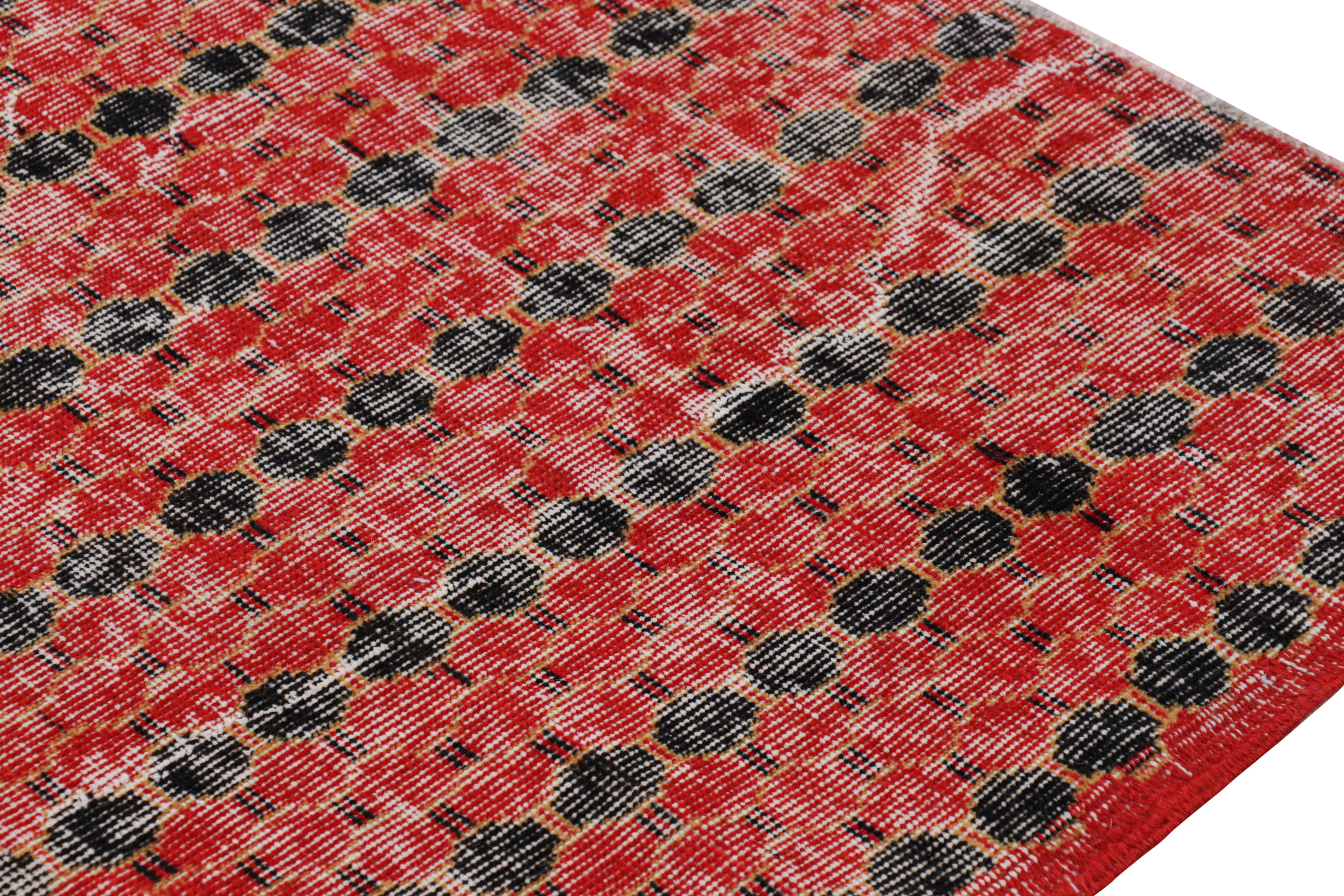 Turkish Vintage Zeki Müren Rug with Red and Black Geometric Patterns  Rug & Kilim For Sale