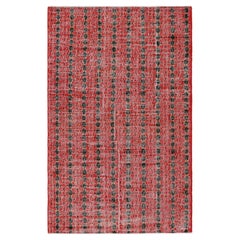 Used Zeki Müren Rug with Red and Black Geometric Patterns  Rug & Kilim