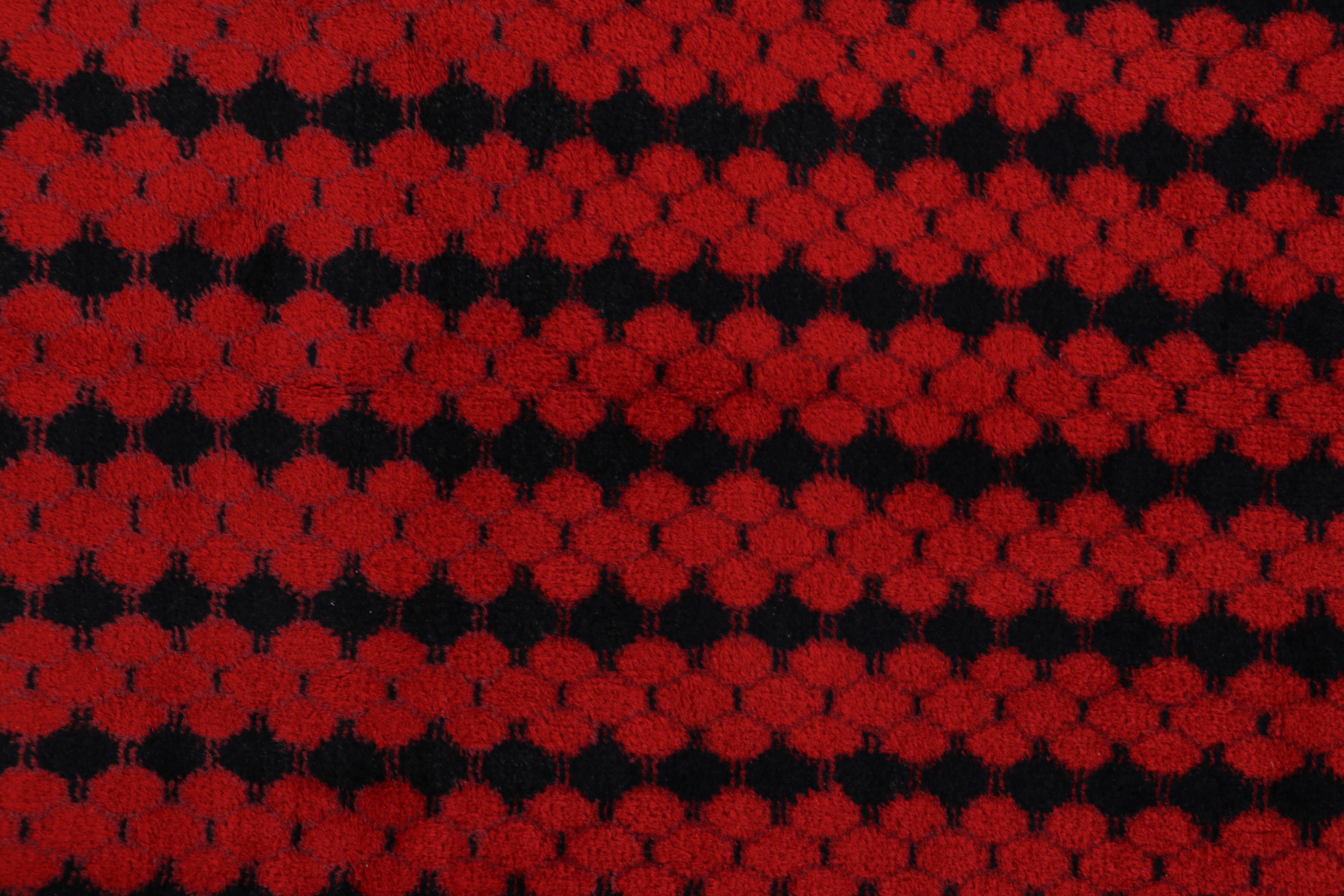 Turkish Vintage Zeki Müren Rug with Red and Black Geometric Stripes from Rug & Kilim For Sale