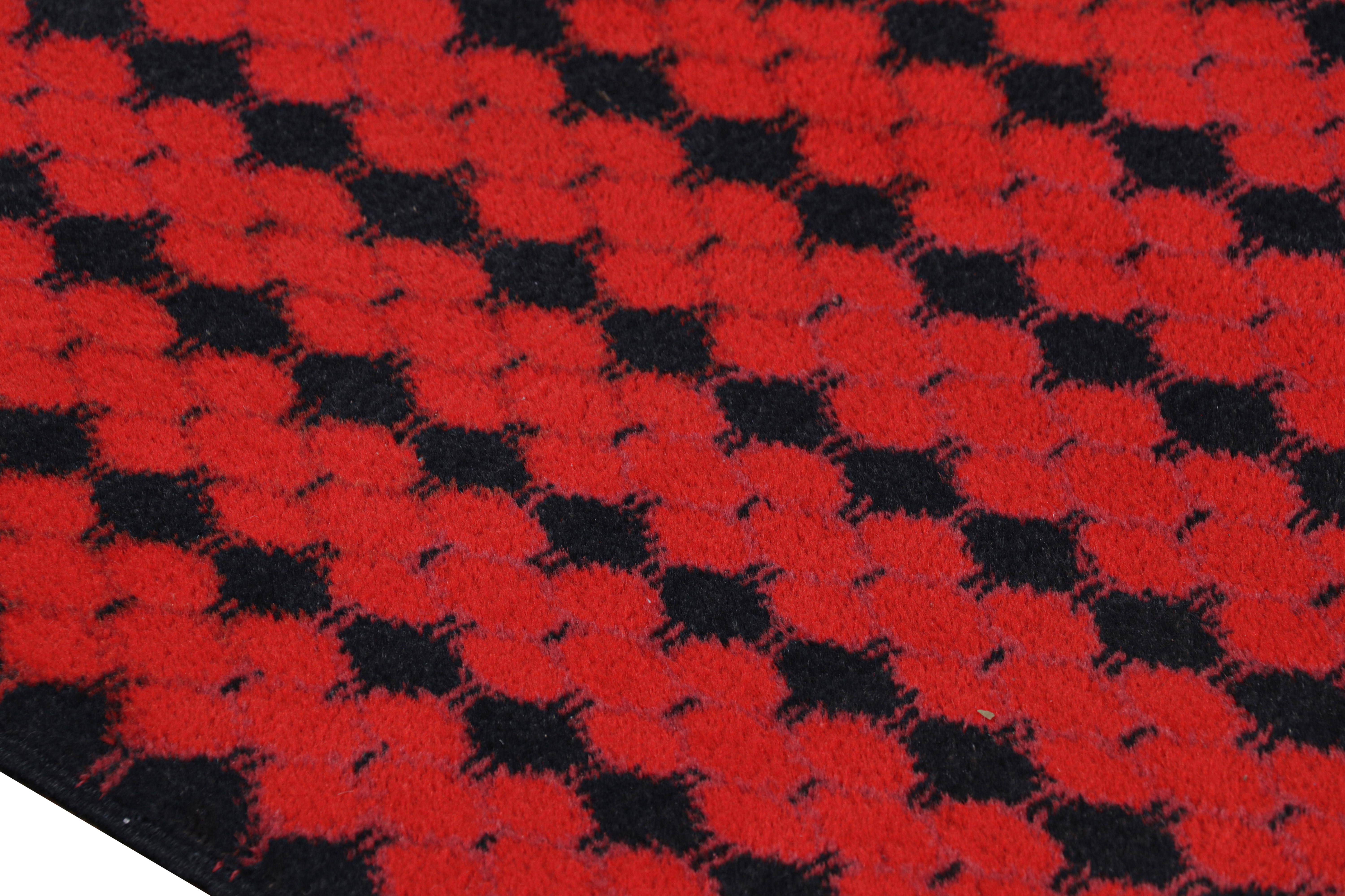 Mid-20th Century Vintage Zeki Müren Rug with Red and Black Geometric Stripes from Rug & Kilim For Sale