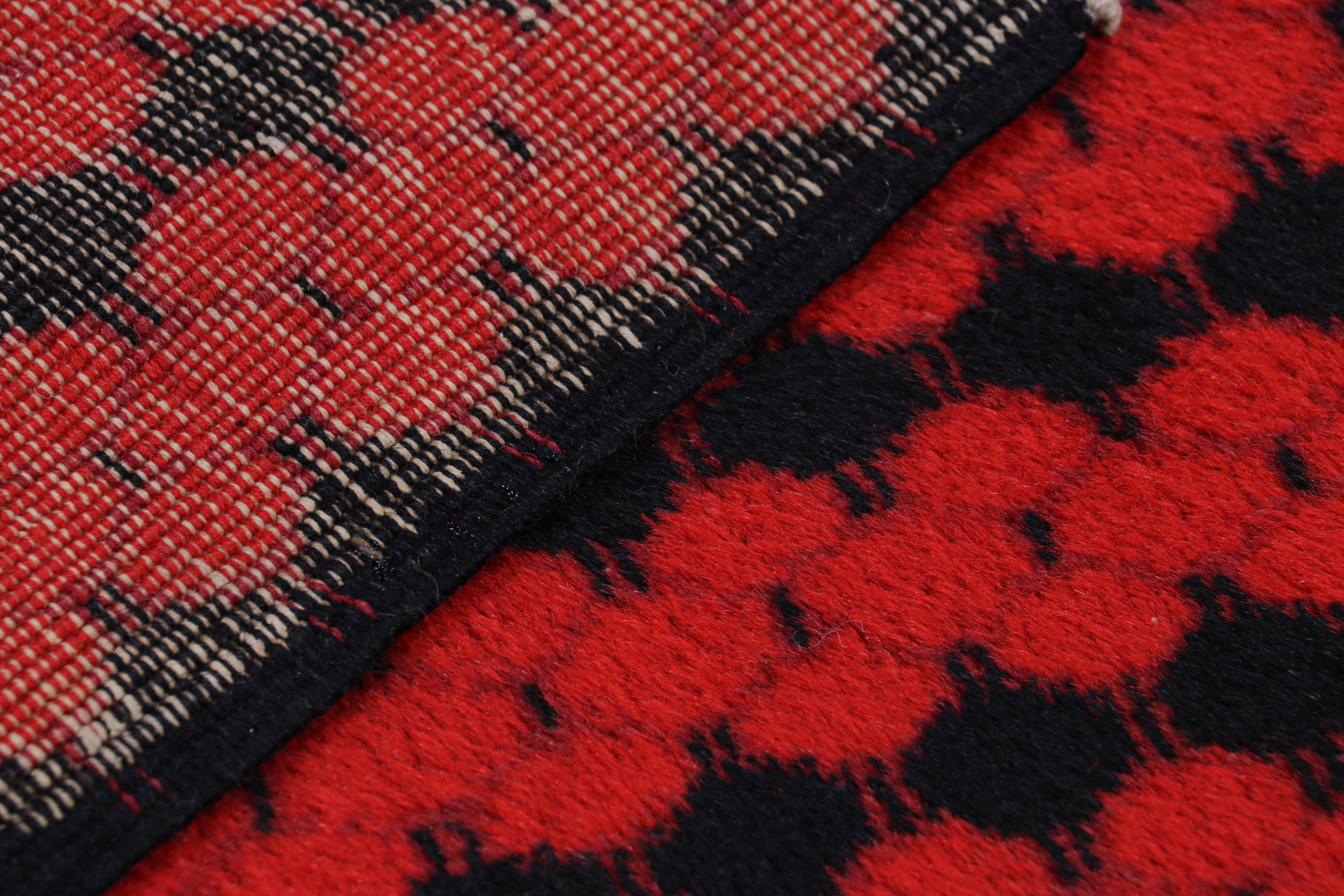 Vintage Zeki Müren Rug with Red and Black Geometric Stripes from Rug & Kilim For Sale 1