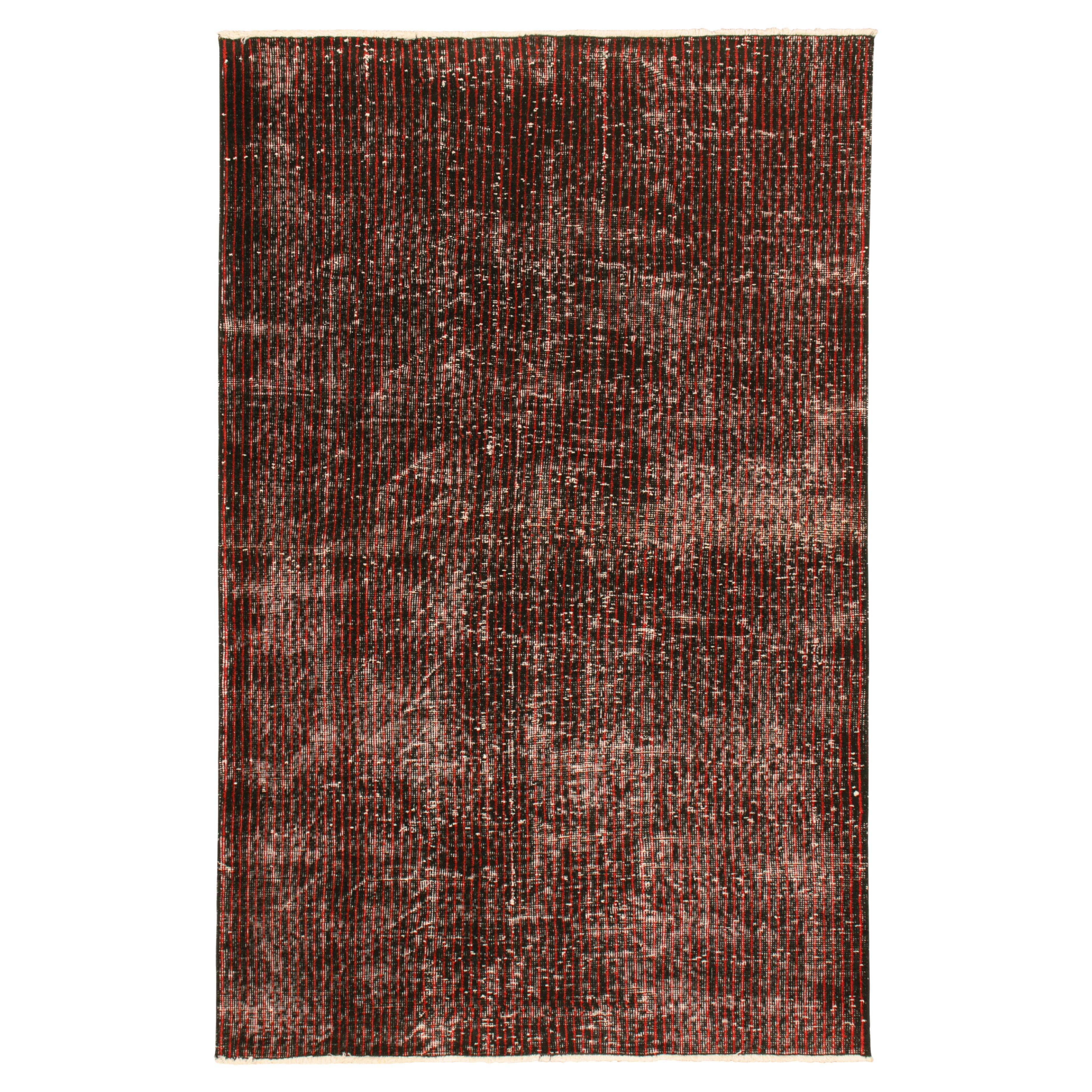Vintage Zeki Müren Rug with Red and Black Stripes, from Rug & Kilim