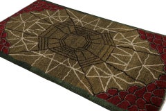 Vintage Zeki Muren rug with Red, Green & Gold Geometric Patterns by Rug & Kilim