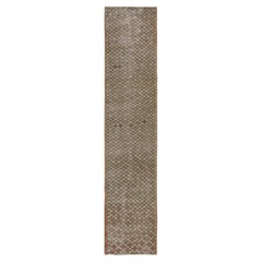 Retro Zeki Müren Runner in Beige-Brown Geometric Pattern