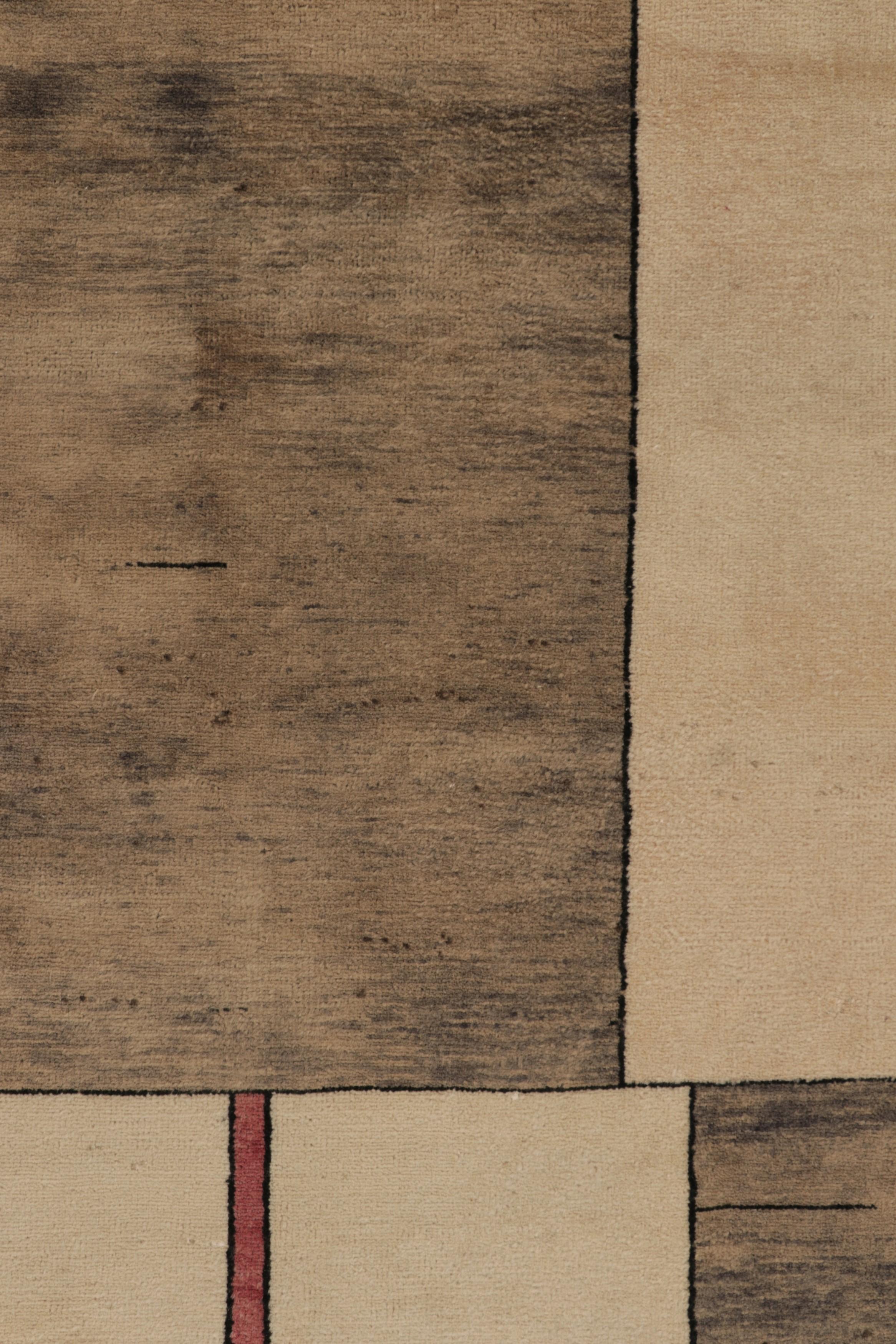 Turkish Vintage Zeki Müren Runner in Beige-Brown with Cubist Deco Patterns - Rug & Kilim For Sale