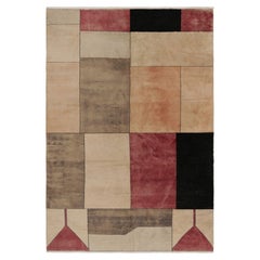 Vintage Zeki Müren Runner in Beige-Brown with Cubist Deco Patterns - Rug & Kilim