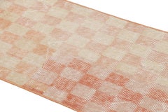 Vintage Zeki Müren Runner in Beige & Pink Cubist Patterns, from Rug & Kilim