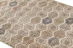 Vintage Zeki Múren Runner in Beige with Colorful Floral Pattern from Rug & Kilim