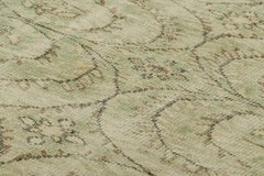Vintage Zeki Müren Runner in Light Green with Floral Patterns  Rug & Kilim