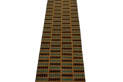 Vintage Zeki Müren Runner in Ochre, Teal & Black Geometric Pattern, Rug & Kilim