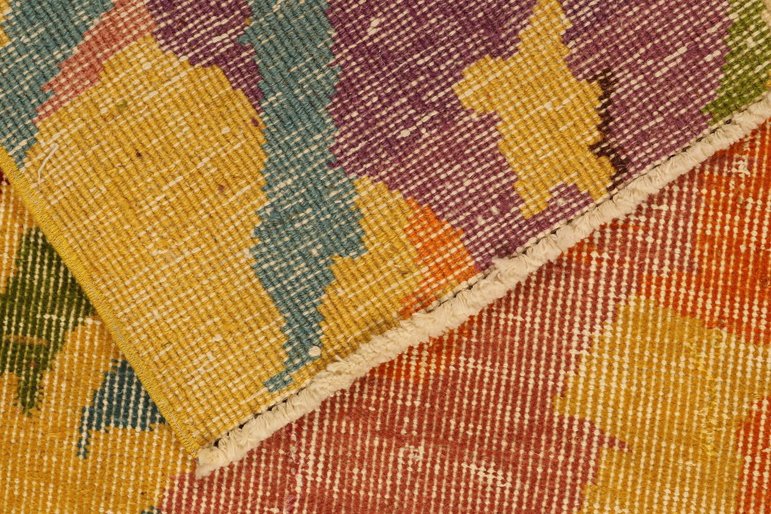 Wool Vintage Zeki Muren runner in Polychromatic Abstract Pattern, by Rug & Kilim For Sale