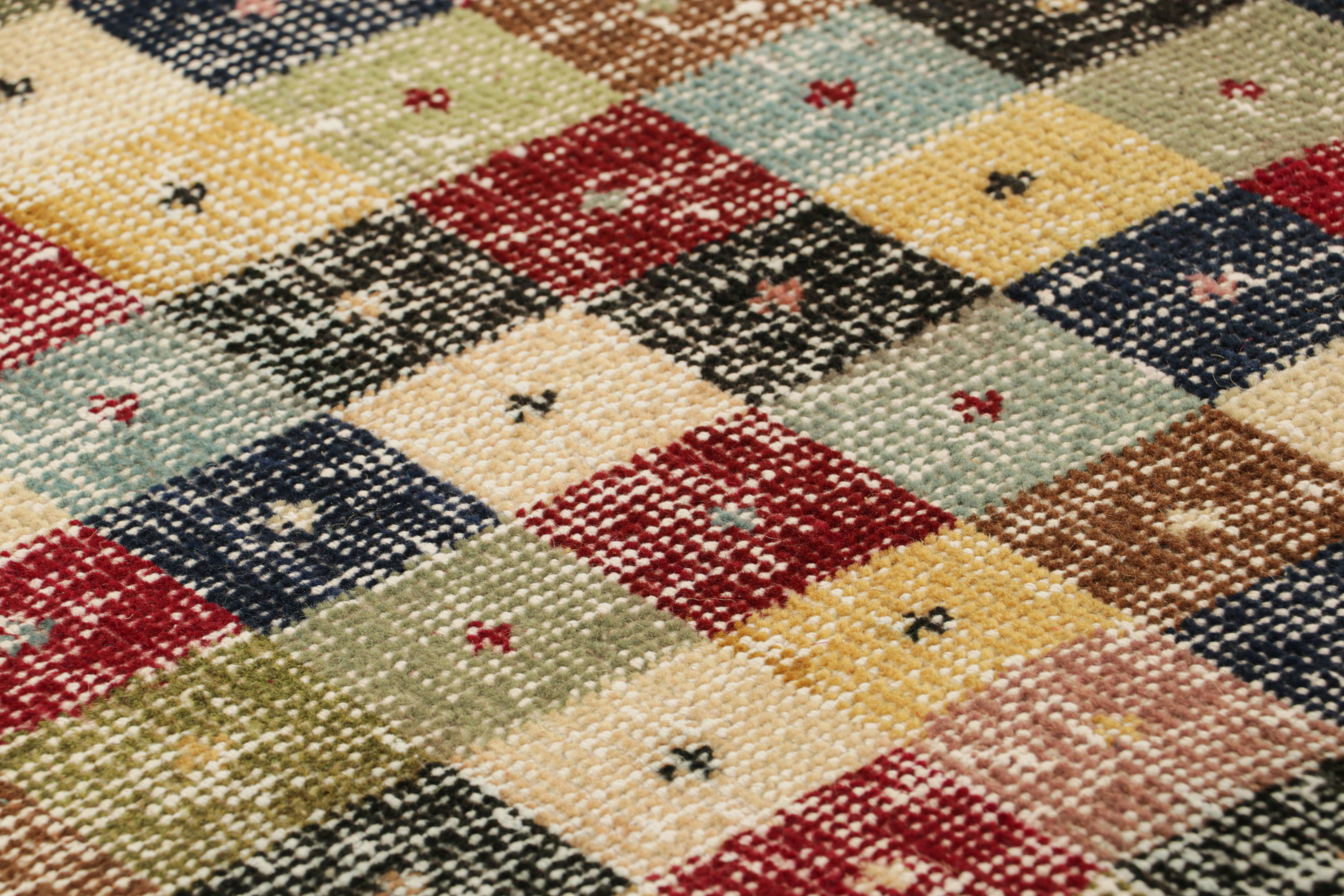 Hand-knotted in wool and originating from Turkey circa 1960 – 1970, this 2x6 vintage Zeki Müren runner is a unique addition to the Rug & Kilim Collection for its unusual colors and cubist geometric patterns across the field. 

On the Design: