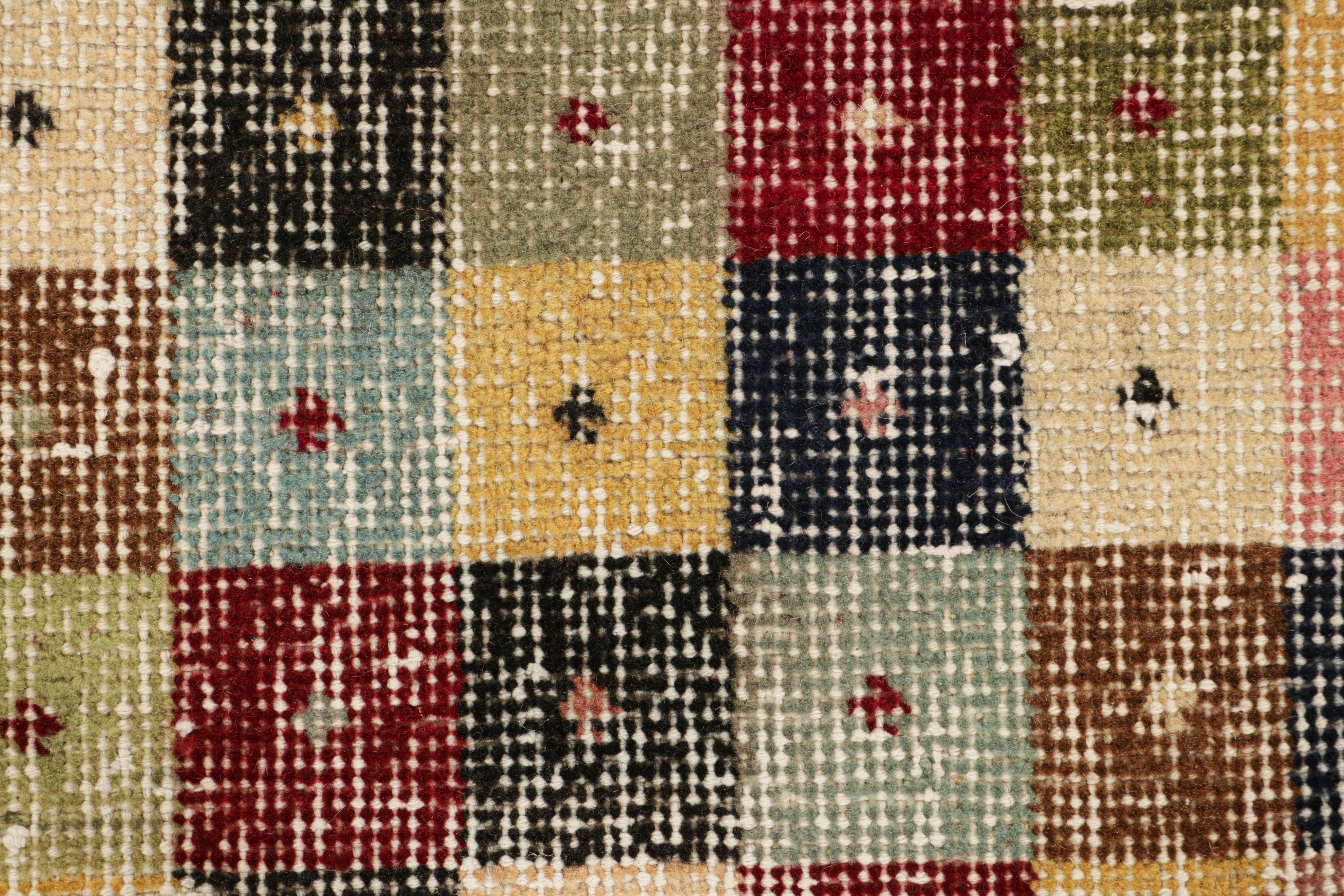 Turkish Vintage Zeki Müren Runner in Polychromatic Cubist Patterns, from Rug & Kilim For Sale