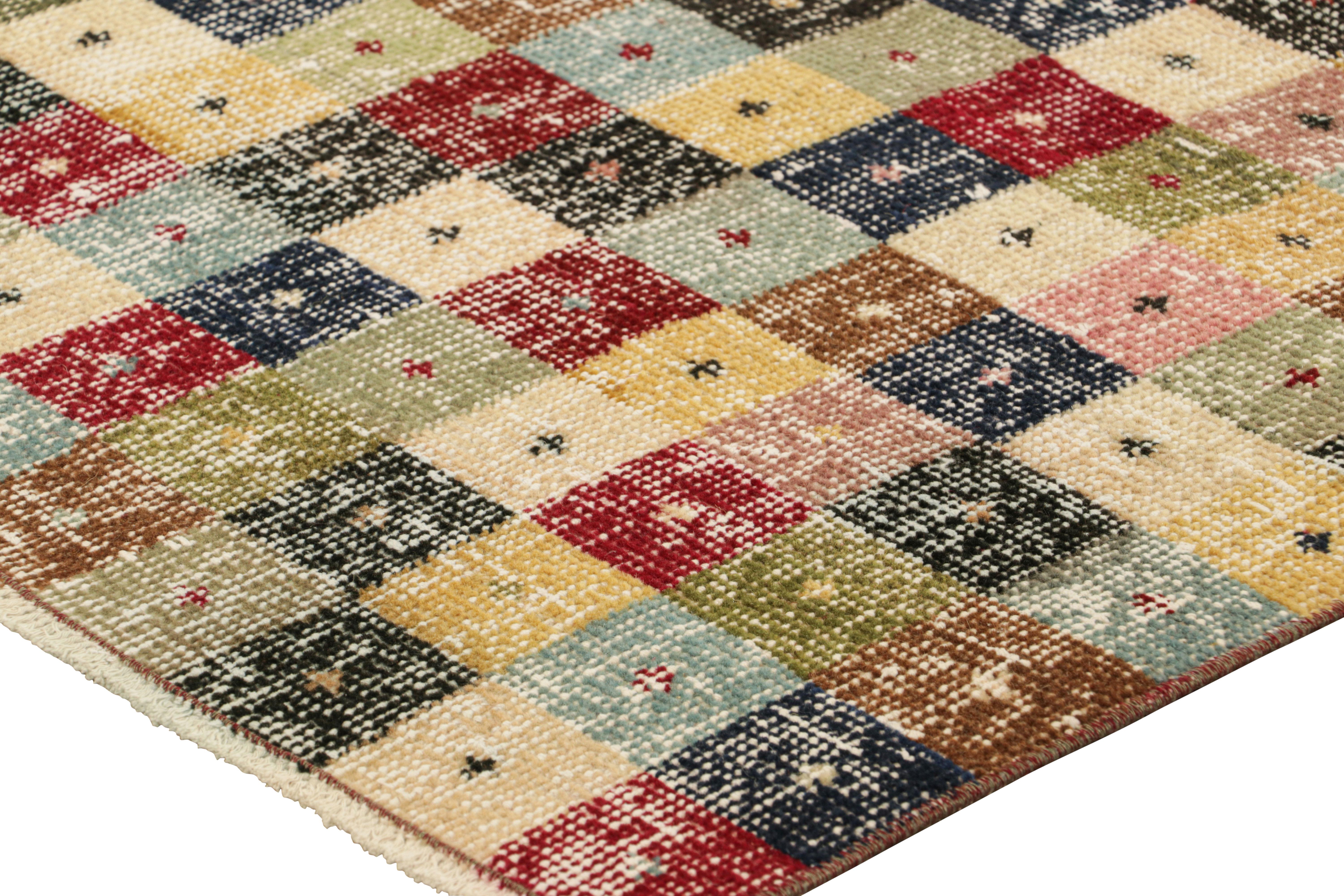 Mid-20th Century Vintage Zeki Müren Runner in Polychromatic Cubist Patterns, from Rug & Kilim For Sale