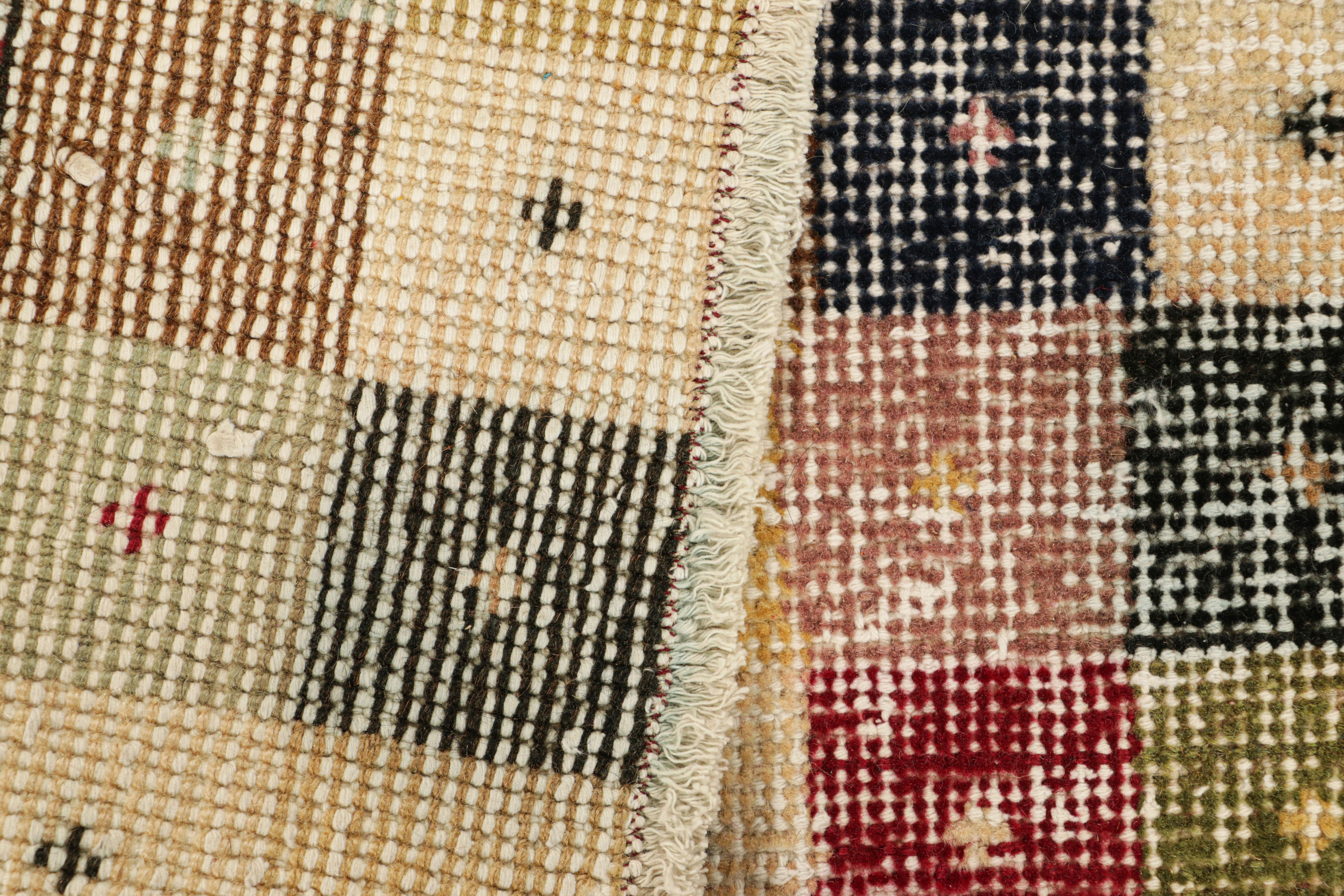 Wool Vintage Zeki Müren Runner in Polychromatic Cubist Patterns, from Rug & Kilim For Sale