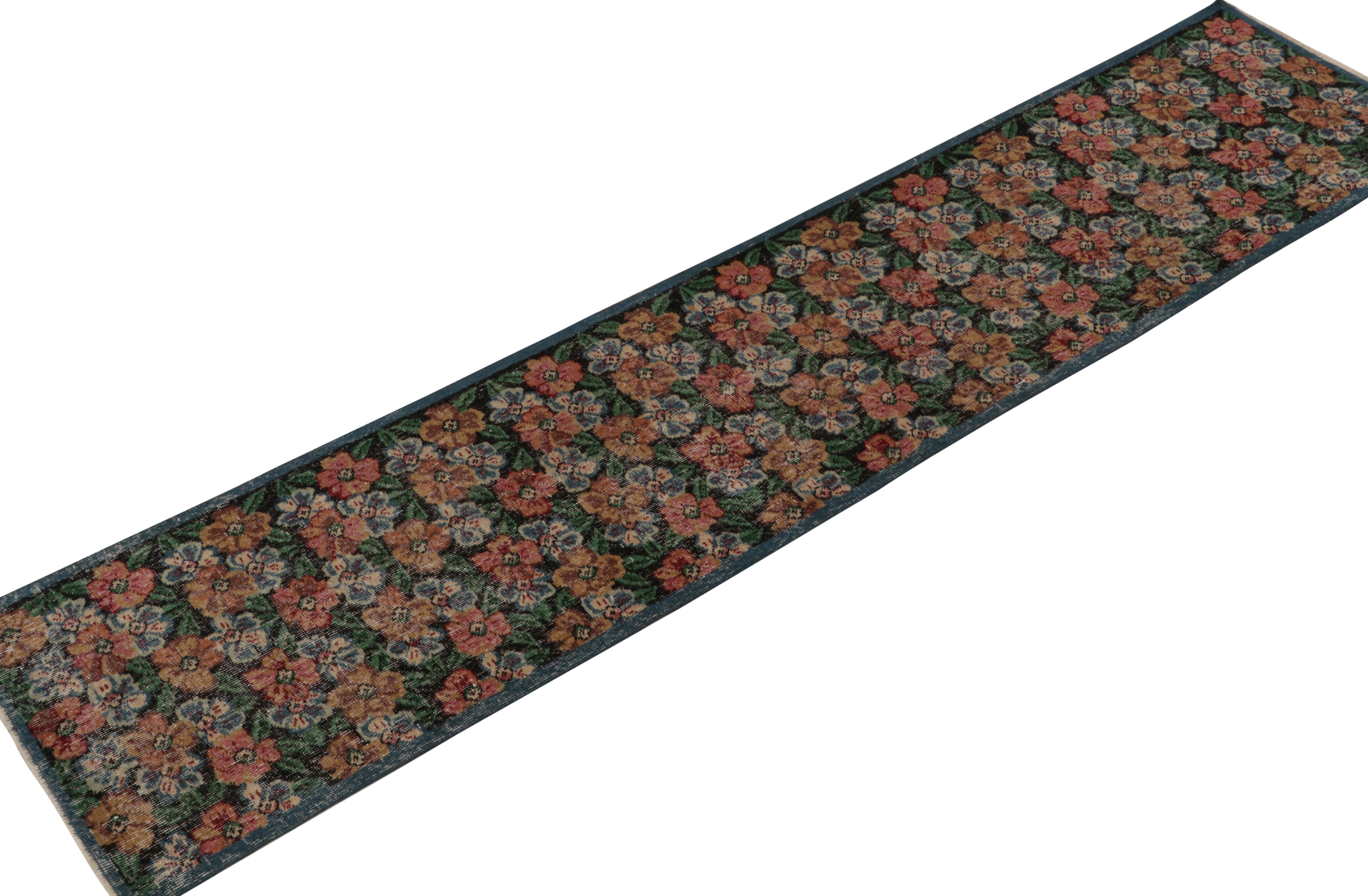 Turkish Vintage Zeki Müren Runner in Polychromatic Floral Pattern, by Rug & Kilim For Sale