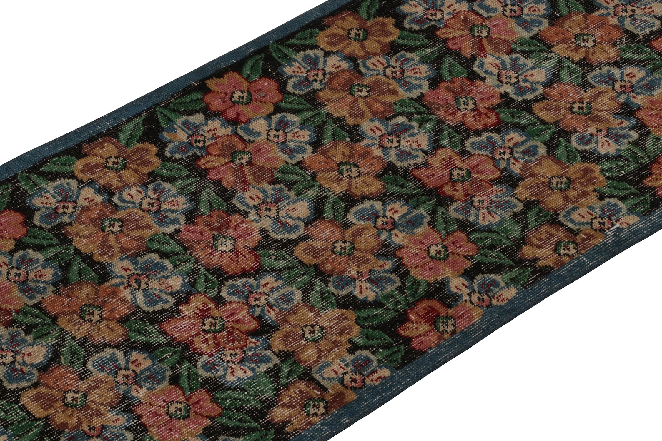 Hand-Knotted Vintage Zeki Müren Runner in Polychromatic Floral Pattern, by Rug & Kilim For Sale