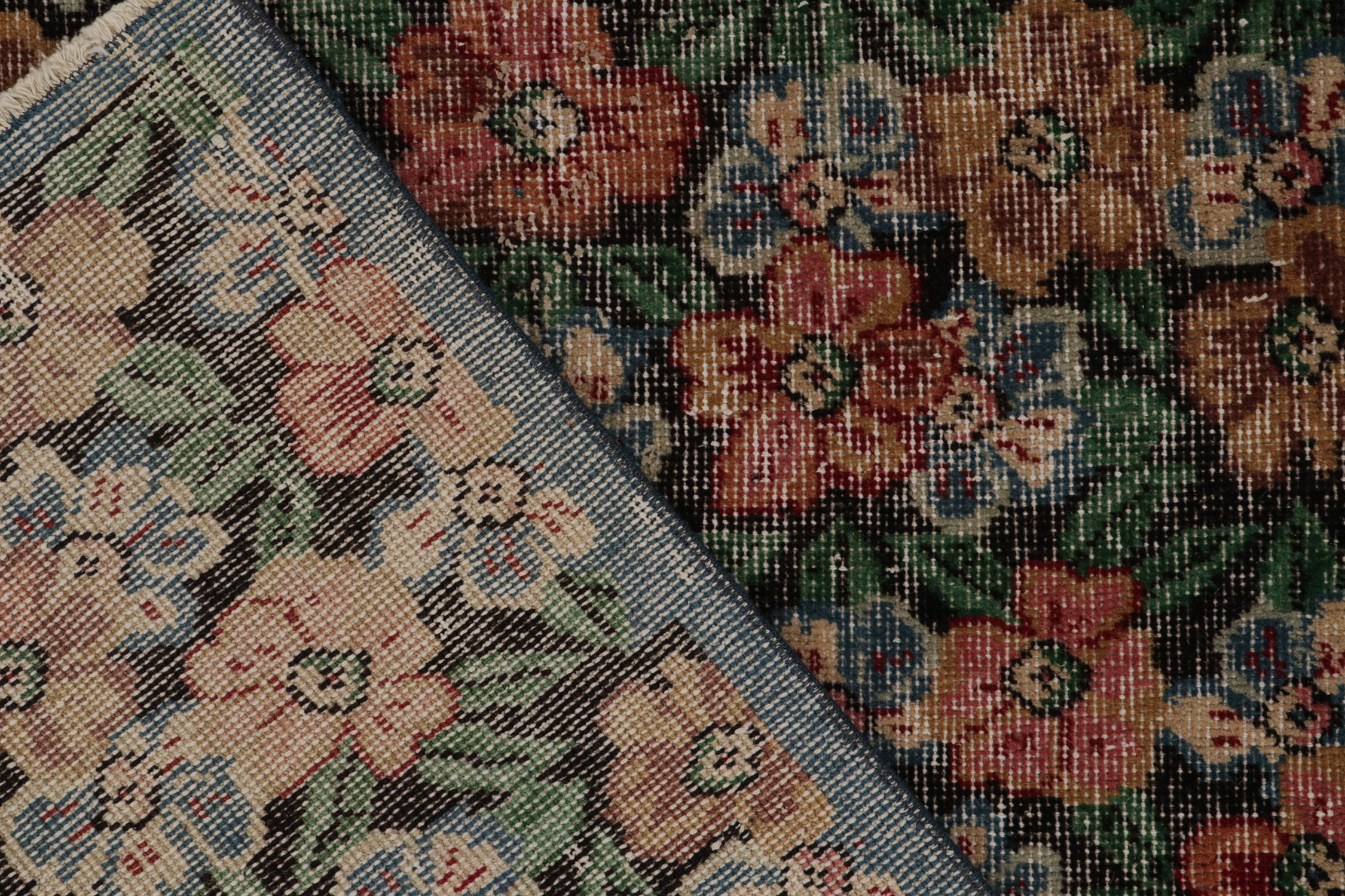 Wool Vintage Zeki Müren Runner in Polychromatic Floral Pattern, by Rug & Kilim For Sale