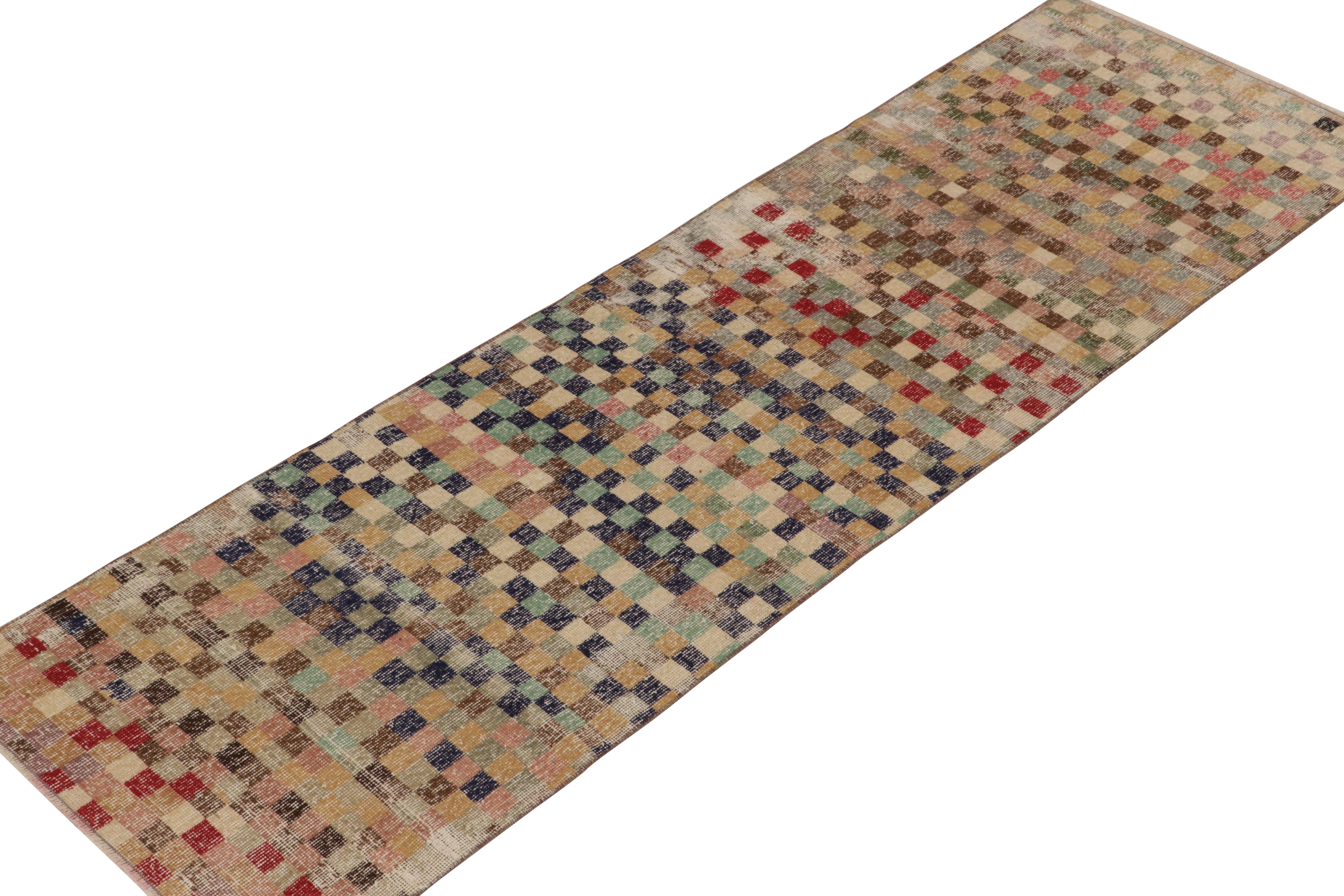This vintage 3x9 runner is a new addition to Rug & Kilim’s commemorative Mid-Century Pasha Collection. This line is a commemoration of rare curations we believe to hail from multidisciplinary Turkish designer Zeki Müren.

Further on the