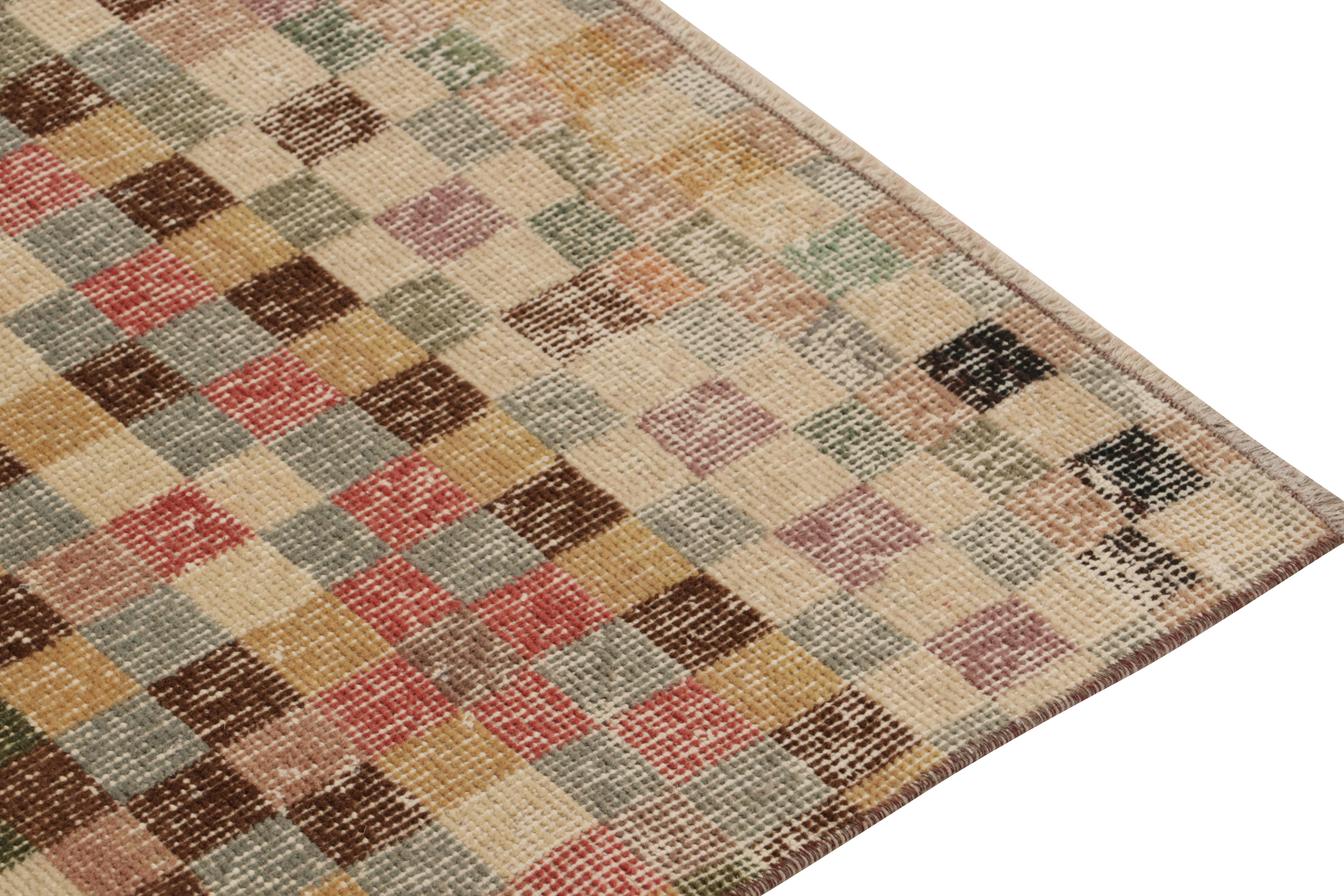 Vintage Zeki Muren Runner in Polychromatic Geometric Pattern, by Rug & Kilim In Good Condition For Sale In Long Island City, NY