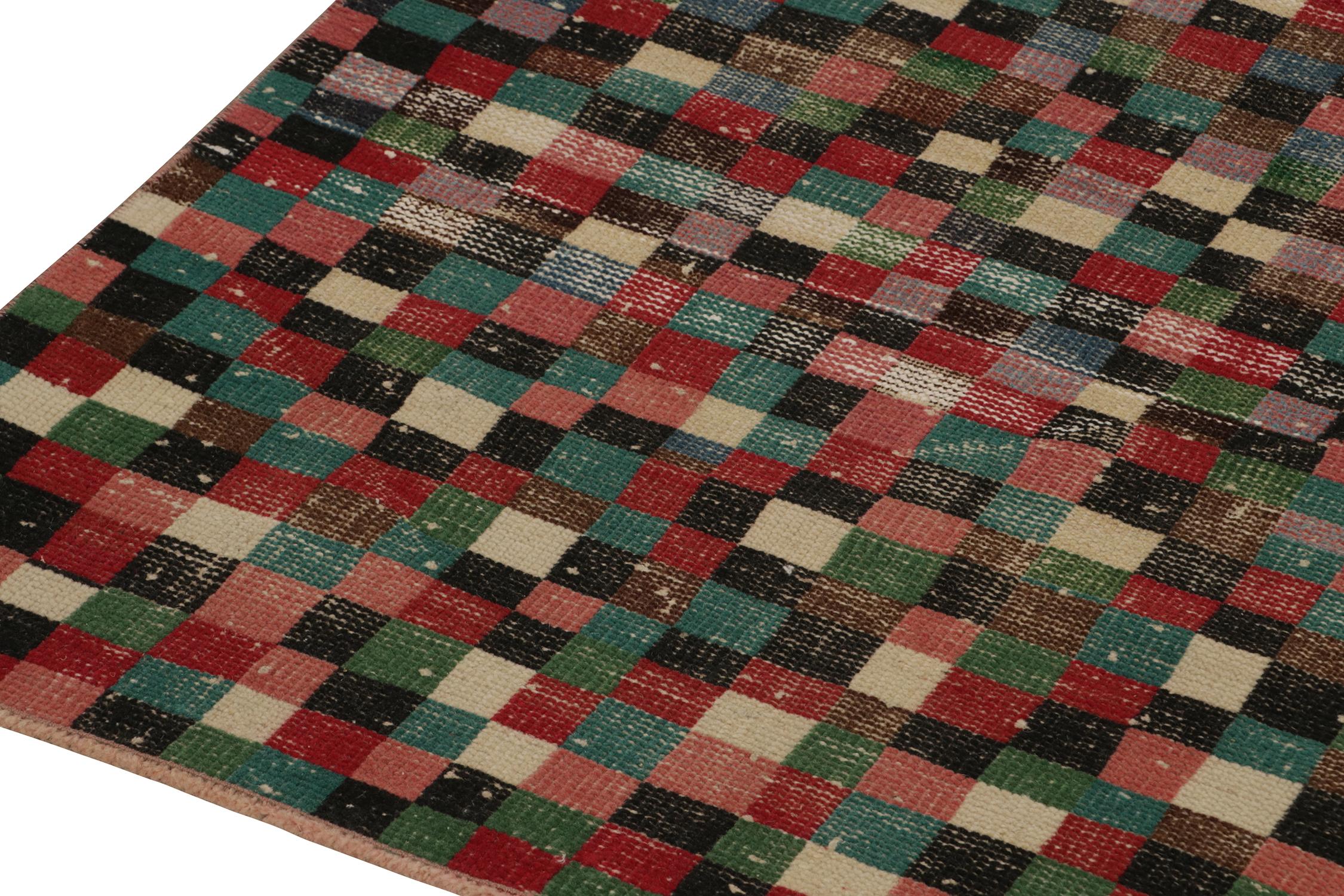 Hand-Knotted Vintage Zeki Muren Runner in Polychromatic Geometric Pattern, by Rug & Kilim For Sale