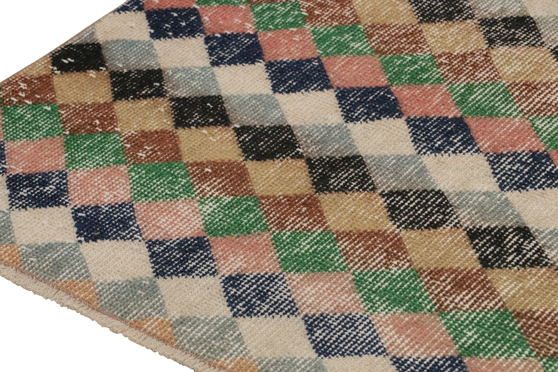 Vintage Zeki Muren Runner in Polychromatic Geometric Pattern, by Rug & Kilim In Good Condition In Long Island City, NY