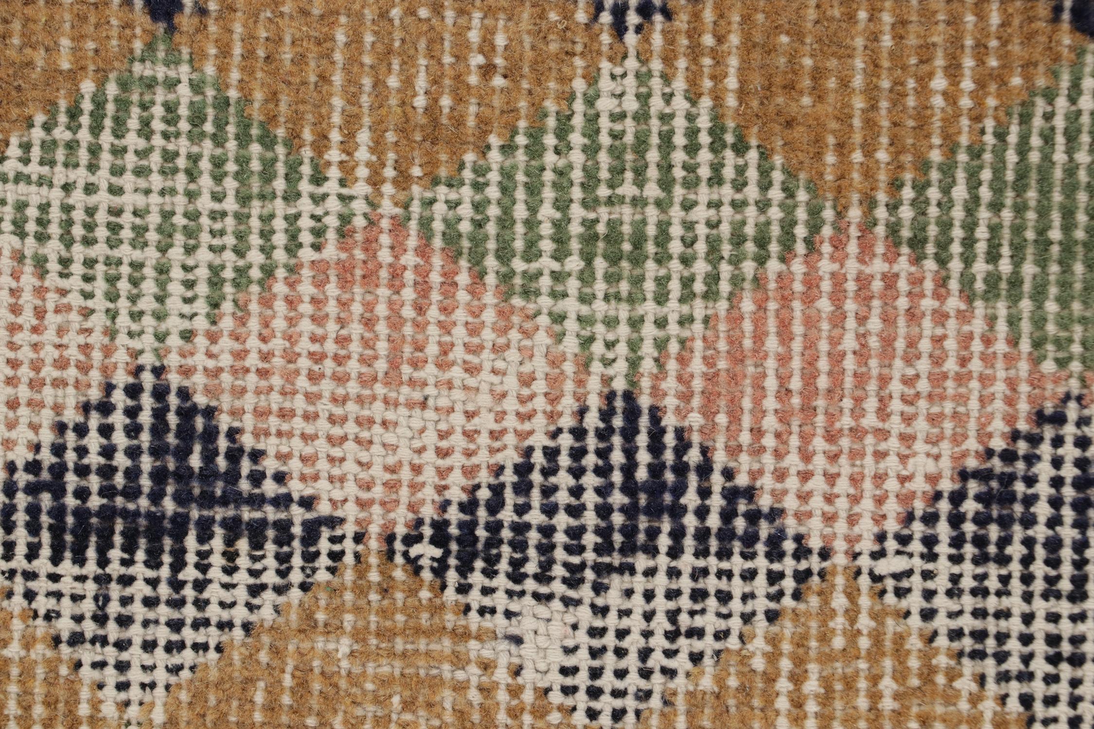 Mid-20th Century Vintage Zeki Muren Runner in Polychromatic Geometric Pattern, by Rug & Kilim