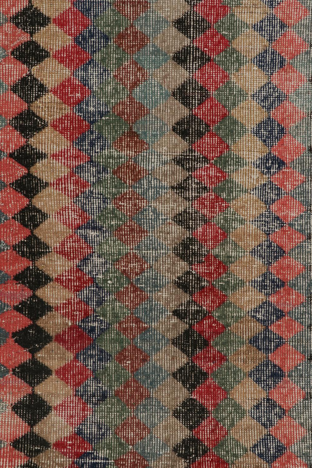 Vintage Zeki Müren Runner in Polychromatic Geometric Pattern, by Rug & Kilim In Good Condition For Sale In Long Island City, NY