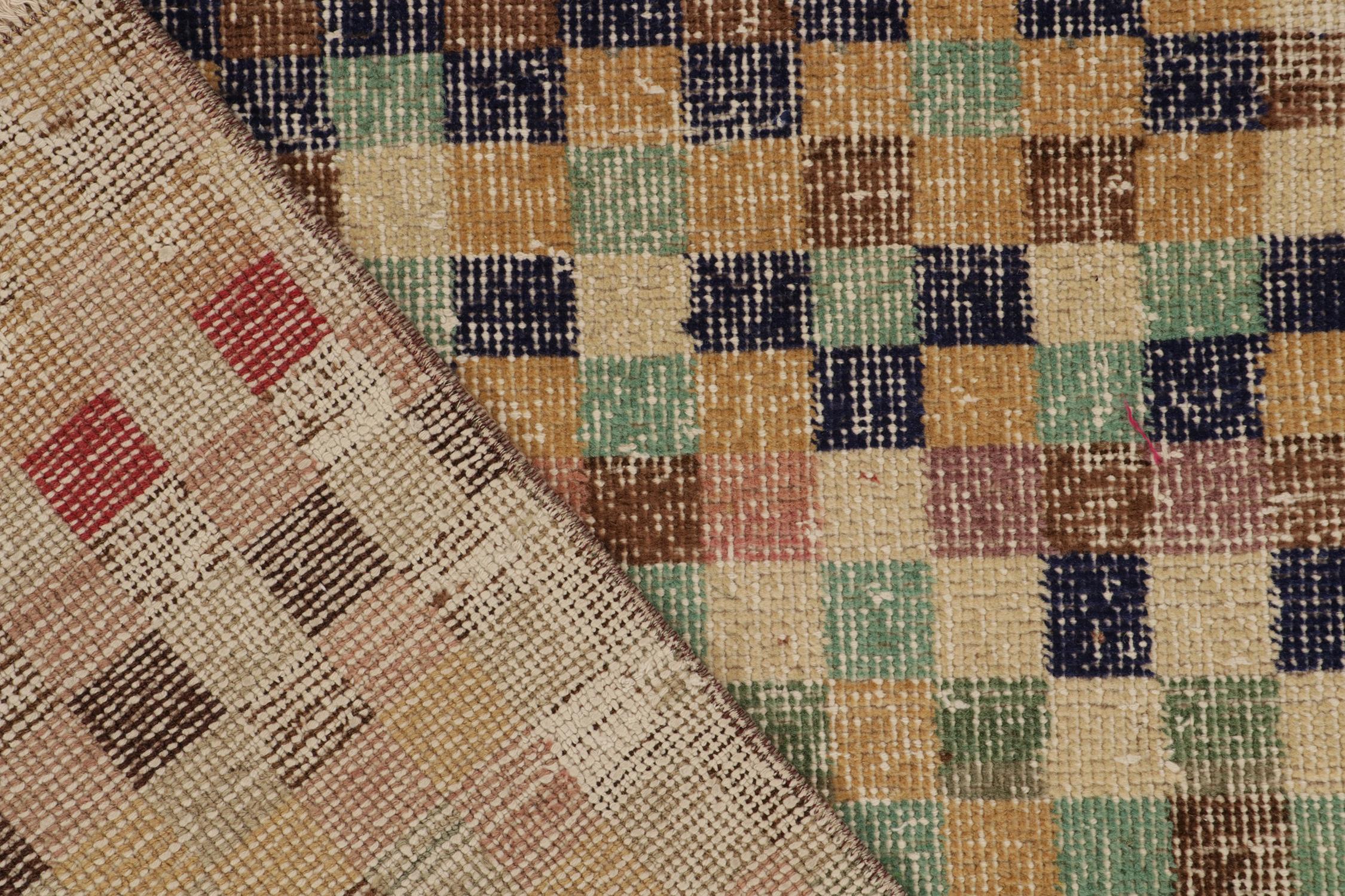 Wool Vintage Zeki Muren Runner in Polychromatic Geometric Pattern, by Rug & Kilim For Sale