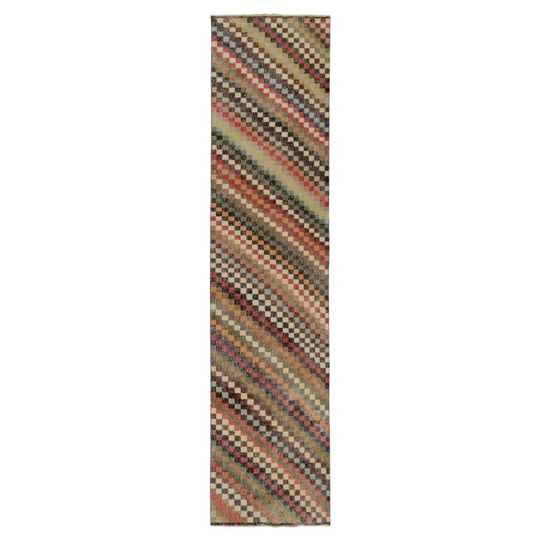 Vintage Zeki Muren Runner in Polychromatic Geometric Pattern, by Rug ...