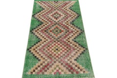 Vintage Zeki Müren Runner in Polychromatic Geometric Patterns, by Rug & Kilim