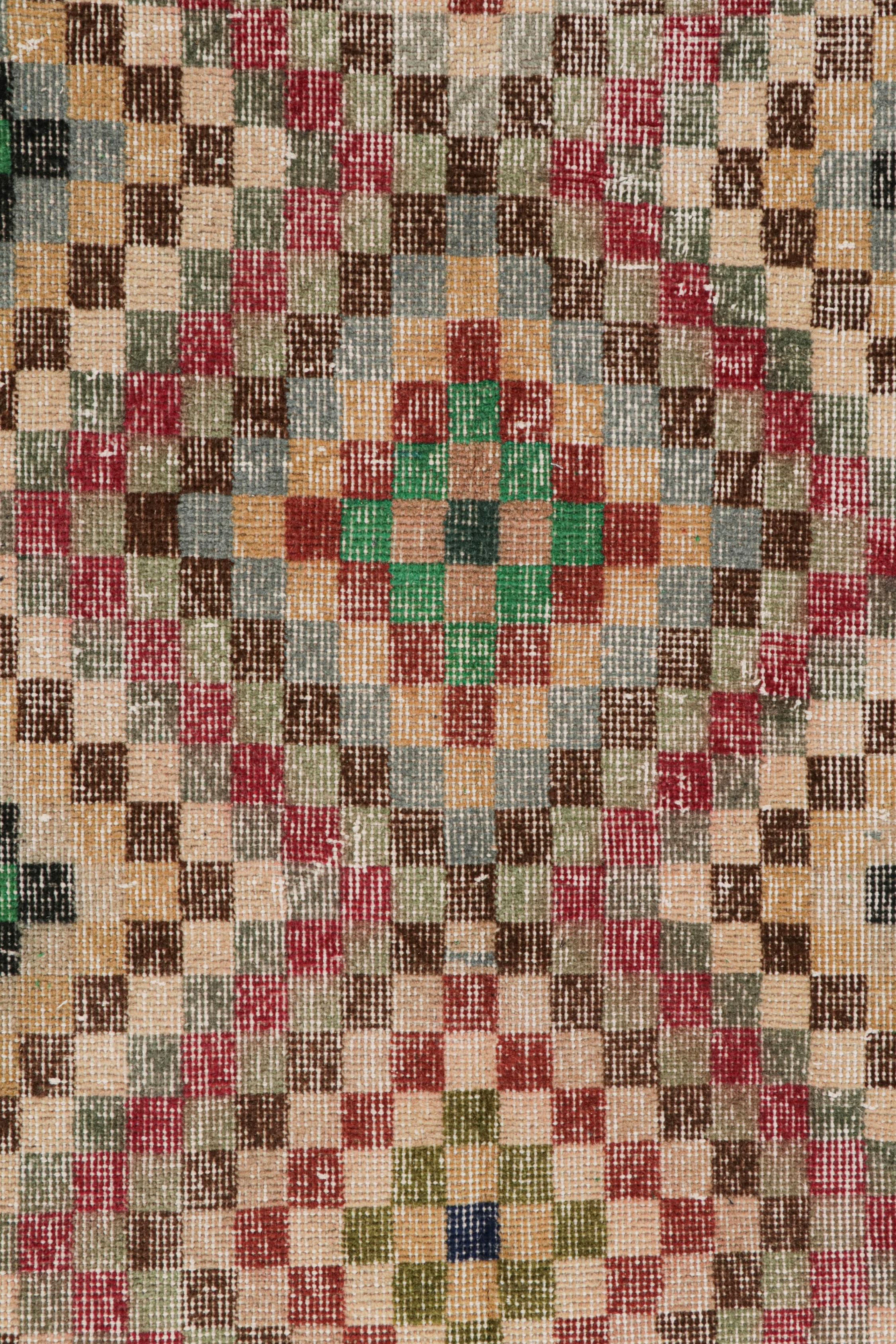 Vintage Zeki Müren Runner in Polychromatic Geometric Patterns, by Rug & Kilim In Good Condition For Sale In Long Island City, NY