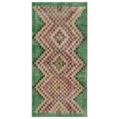 Vintage Zeki Müren Läufer in polychromen geometrischen Mustern, von Rug & Kilim