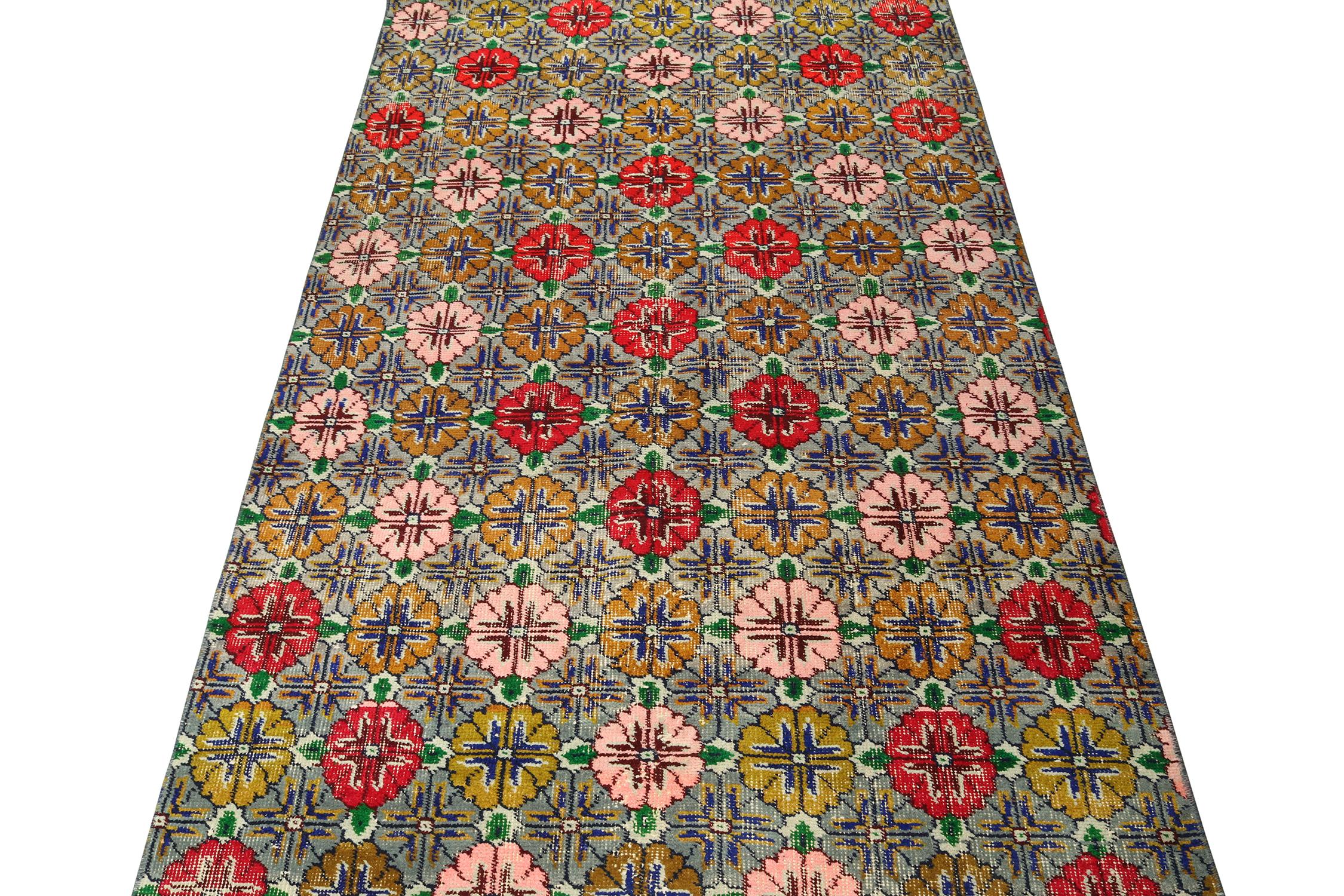 This vintage 3x6 runner is a new addition to Rug & Kilim’s Mid-Century Pasha Collection. This line is a commemoration, with rare curations we believe to hail from multidisciplinary Turkish designer Zeki Müren.

Further on the Design:

This design