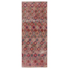 Retro Zeki Múren Runner in Red with Colorful Floral Pattern from Rug 
Kilim