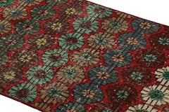 Vintage Zeki Múren Runner in Red, with Colorful Floral Patterns from Rug & Kilim