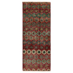 Runner Zeki Múren vintage in rosso con motivi floreali colorati da Rug & Kilim