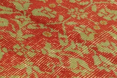 Vintage Zeki Múren Runner in Red, with Green Floral Patterns, from Rug & Kilim